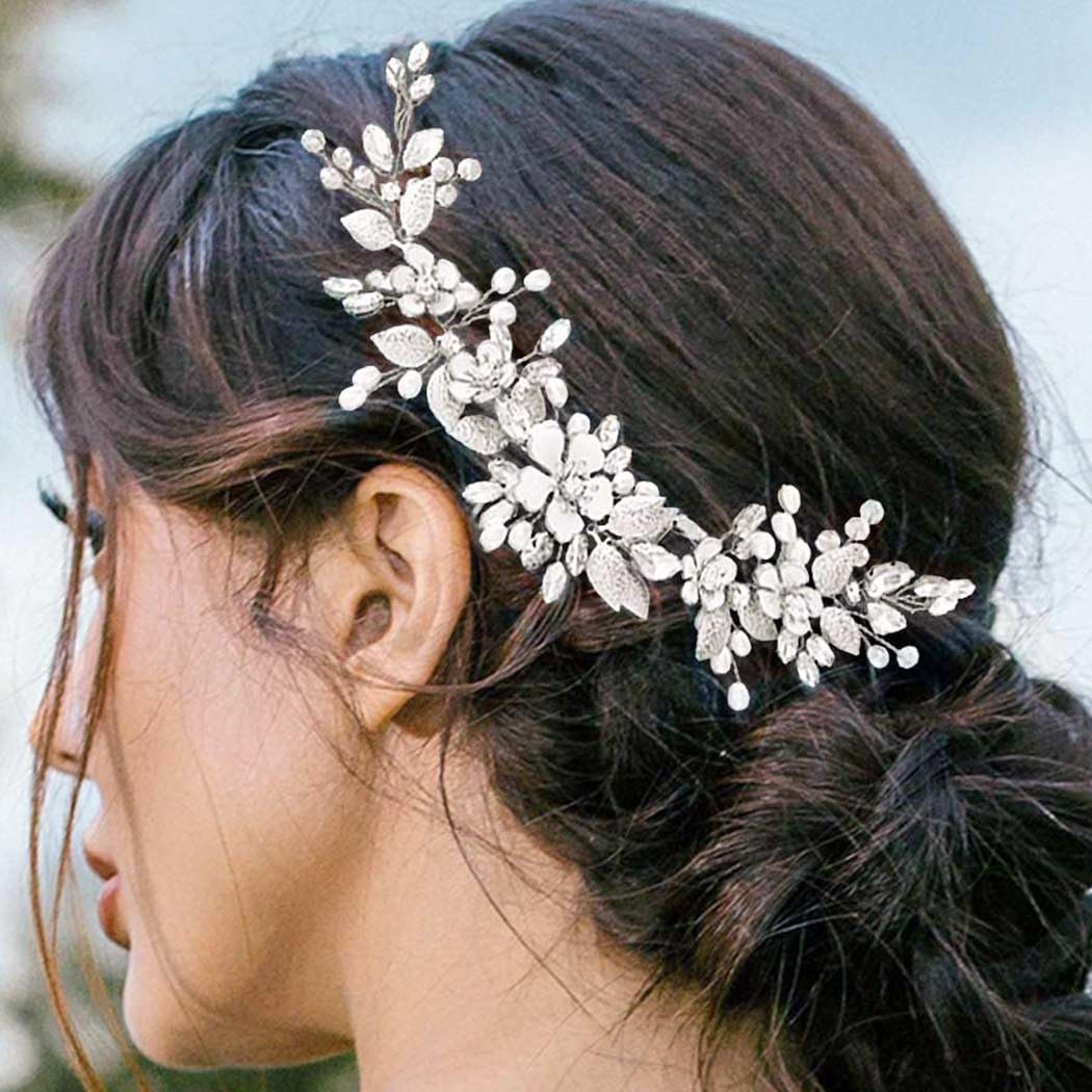 Elegant Crystal Pearl Bridal Hair Accessories for Women - Silver Wedding Headpiece Flower Bride Headband for Girls | Perfect for Weddings, Prom, Parties & Special Occasions
