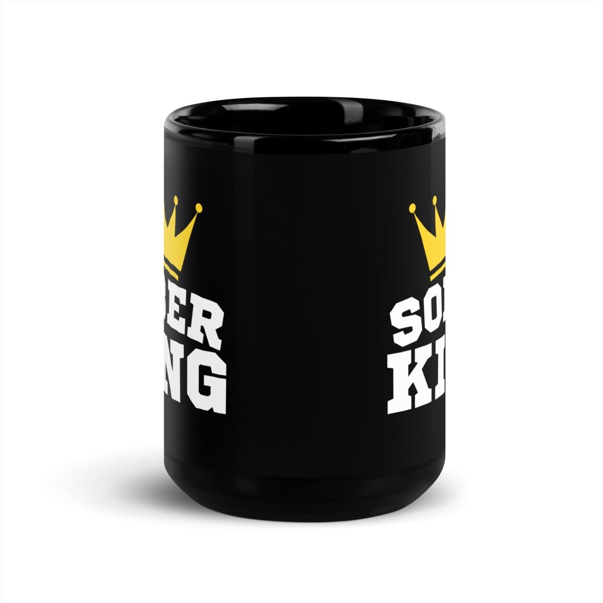Sober King Black Glossy Coffee Mug - 15oz Ceramic Cup for Hot & Cold Drinks - Perfect for Office, Home, or Gifts - Dishwasher & Microwave Safe