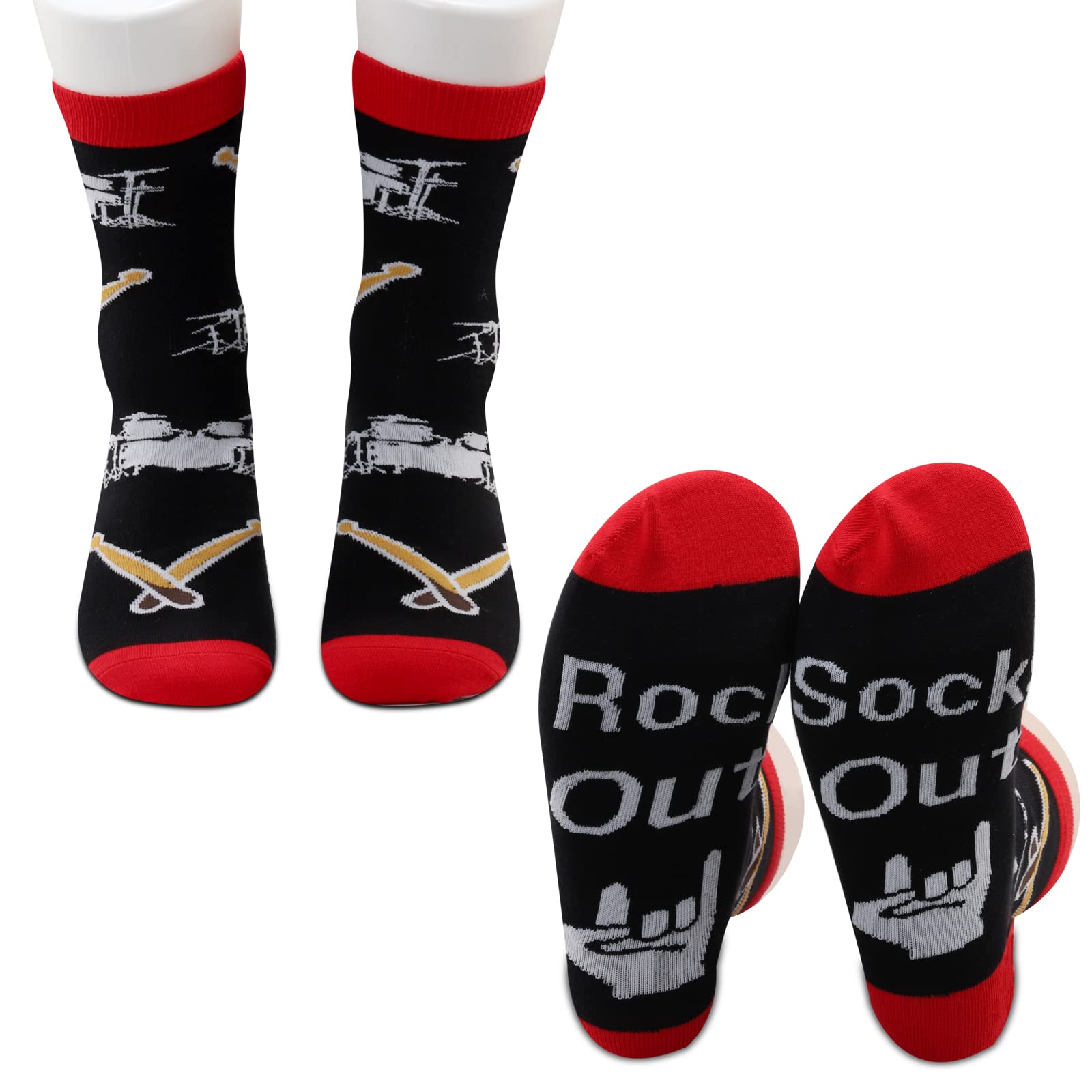 PXTIDY 2 Pairs Funny Music Lover Socks - Rock Drummer Gift Socks for Musicians & Percussion Enthusiasts | Perfect for Concerts, Band Practice & Music Lovers