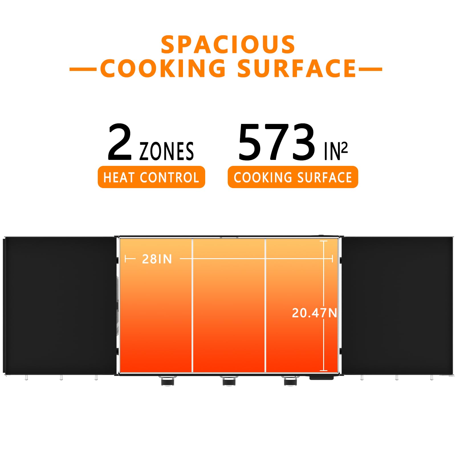 SKOK 28 Inch Foldable Outdoor Propane Griddle - 30000 BTU Portable Flat Top Gas Grill with 2 Burners & Side Shelves | Perfect for Camping, Backyard BBQs, and Tailgating Parties