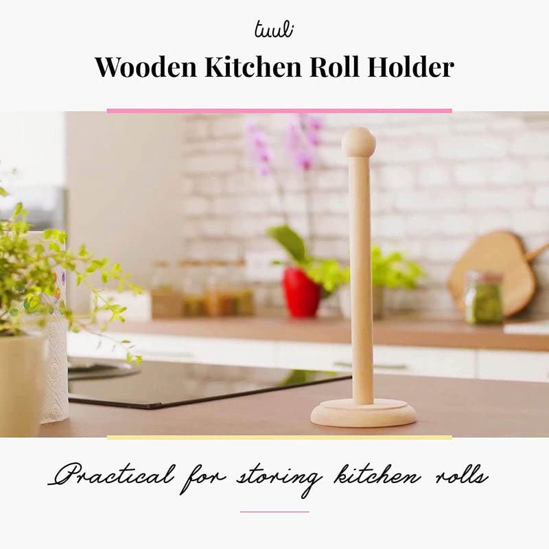 Tuuli Kitchen - Beechwood Paper Towel Holder for Kitchen, 14 x 5 Inches - Wooden Tissue Roll Stand for Paper Towels & Toilet Paper - Perfect for Countertop, Pantry, and RV Organization