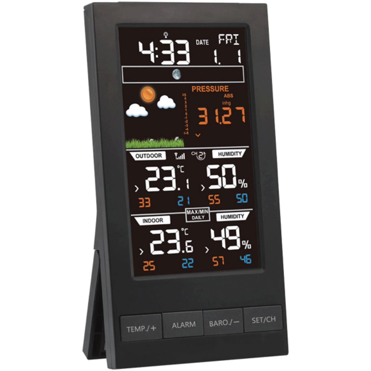 Aercus Instruments WeatherSpy Desktop Multichannel Weather Station - Accurate Indoor/Outdoor Temperature Humidity Monitor for Home, Office & Greenhouse Use