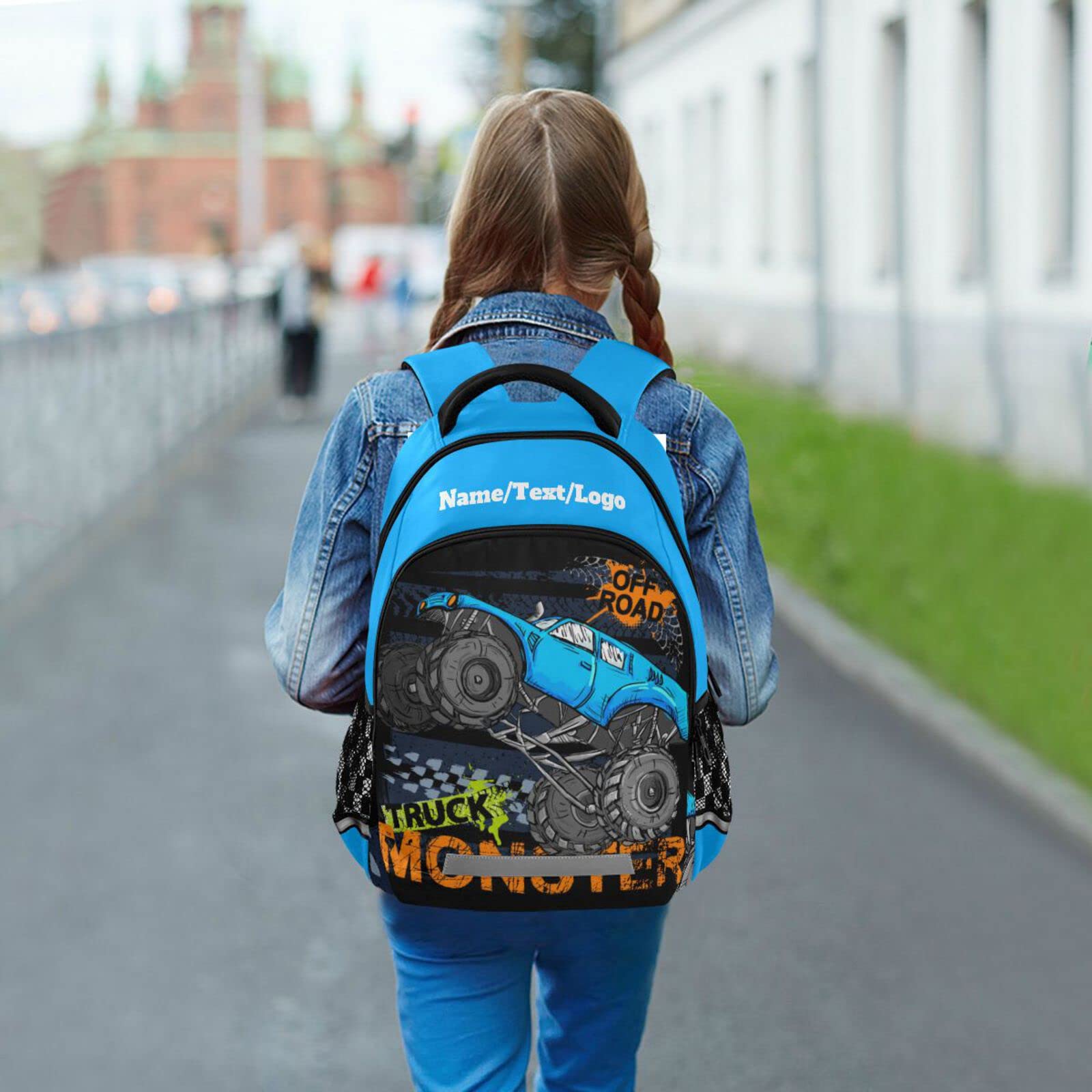 Custom Personalized Monster Truck Backpack for Boys & Girls - Durable School Backpack with Adjustable Straps, Kids Bookbag for Elementary Students - Perfect for School, Travel & Outdoor Adventures