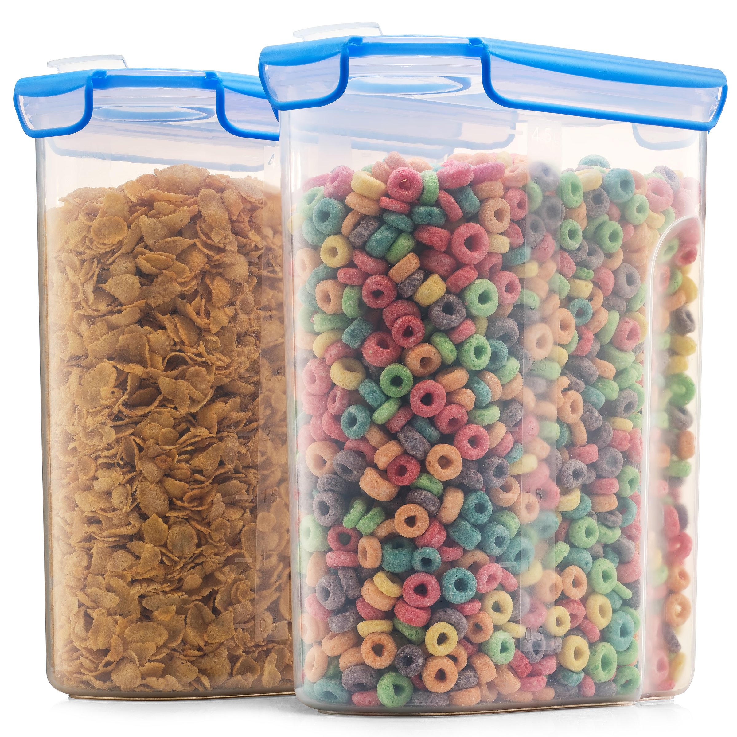 Extra Large 2-Pack Airtight Cereal Storage Containers (168oz/21 Cup) with Silicone Sealed Locking Lids - Space Saving Kitchen & Pantry Organization - Perfect for Flour, Sugar, Rice & Dry Food Storage - Ideal for Meal Prep & Bulk Food Preservation
