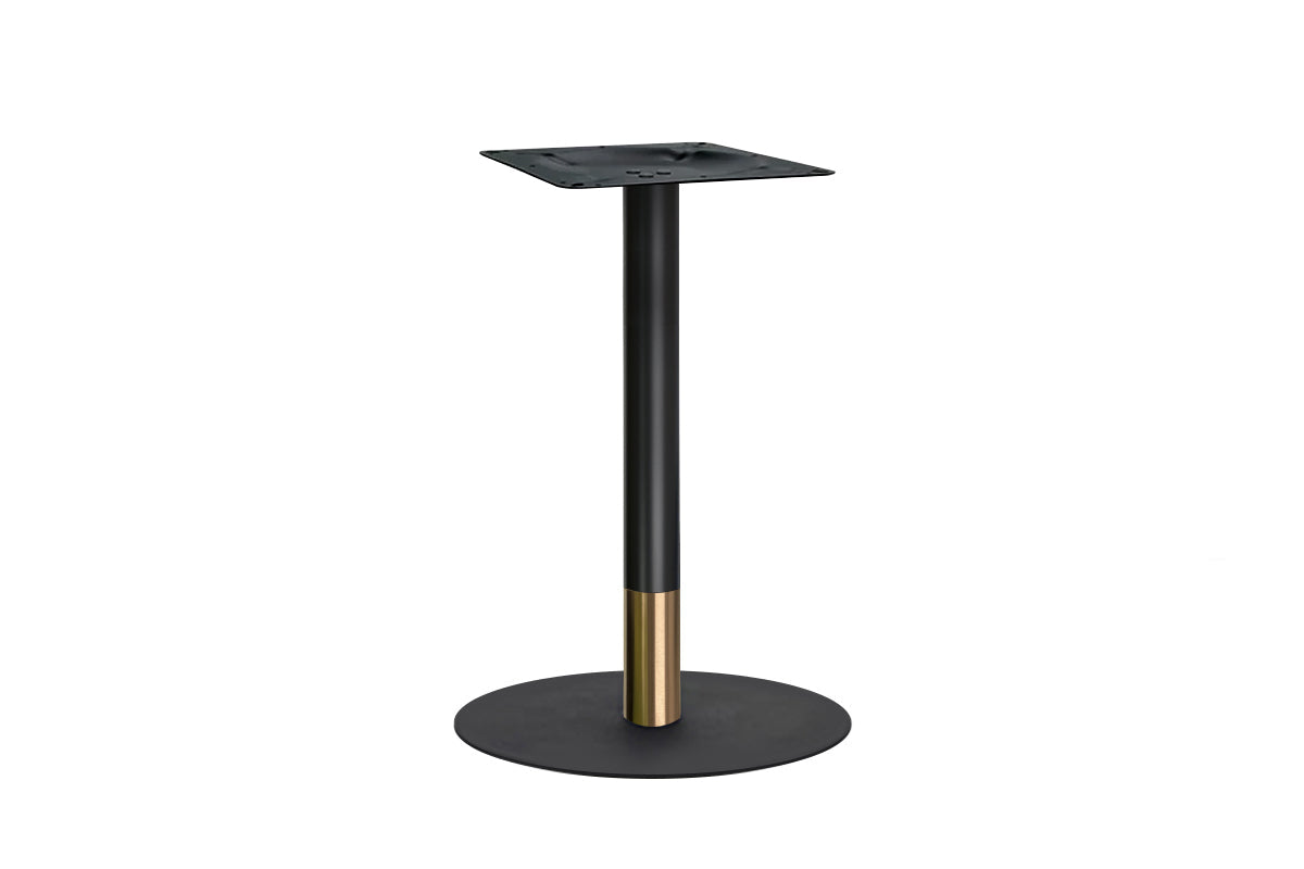 Rivoli Cafe Table with Round Base - Black/Rose Gold Finish & Black Disc Top [600mm] - Perfect for Coffee Shops, Restaurants, and Home Dining Areas