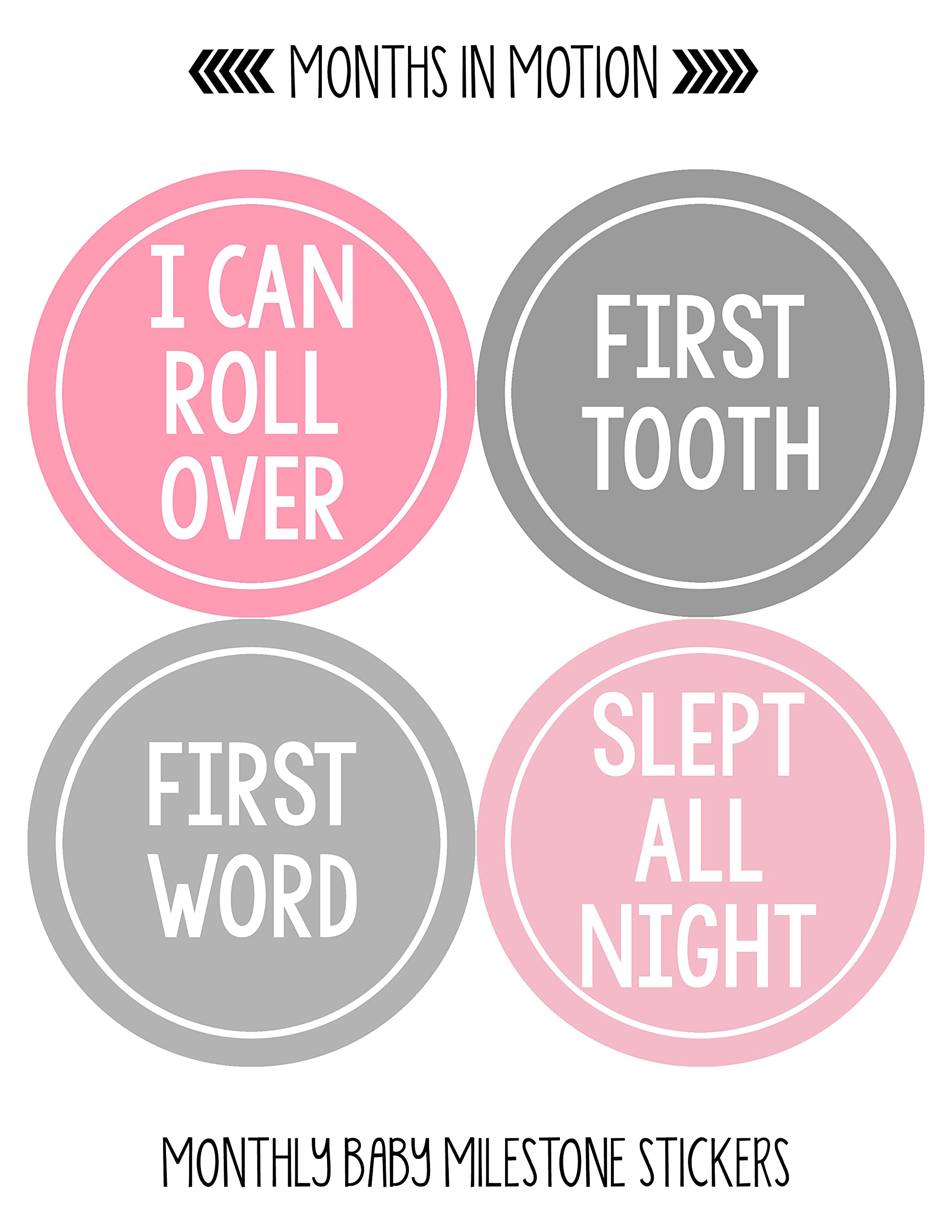 Baby Girl Milestone Stickers - Newborn Monthly Stickers Set of 20 - Perfect for Photo Shoots & Baby Albums