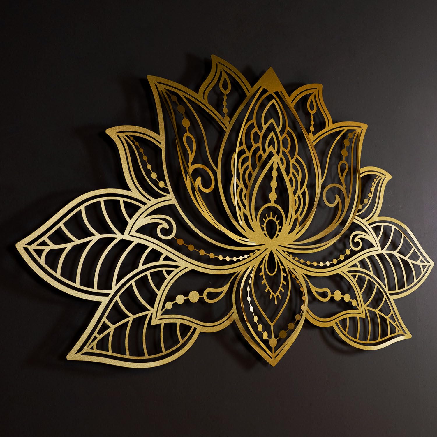 3D Metal Lotus Wall Art - Zen Decor for Yoga & Meditation Rooms (Gold, 36x22