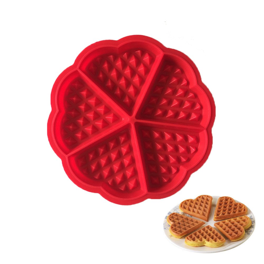 Rely2016 Heart Shape Silicone Waffle Mold - 5 Cavity Non-Stick Baking Pan for Waffles, Cakes & Muffins | Microwave & Oven Safe Bakeware Tool | Perfect for Breakfast, Desserts & Party Treats