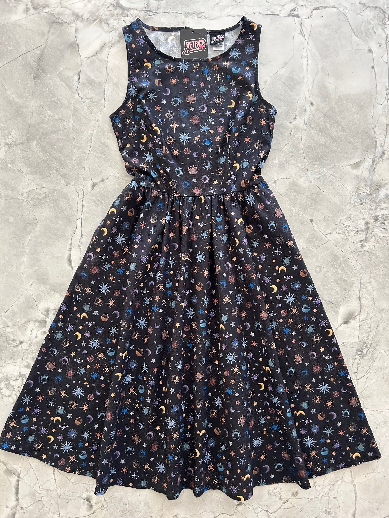 Celestial Print Midi Dress for Women - Elegant Floral Boho Maxi Dress for Summer, Beach, and Special Occasions