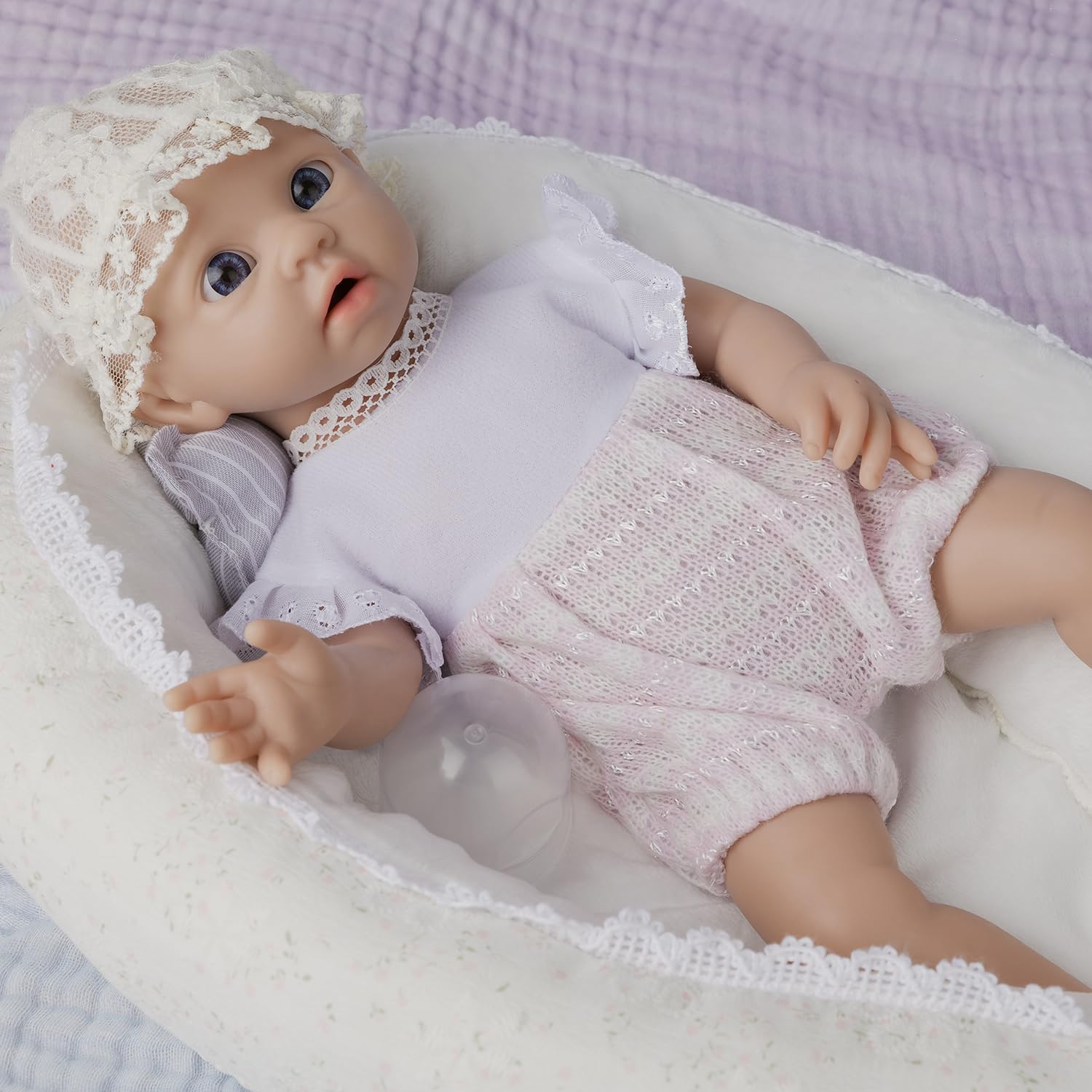 IVITA Full Body Silicone Reborn Baby Doll - Open Mouth Newborn Baby Girl Doll 30cm - Perfect for Collectors, Photography Props & Gift Giving