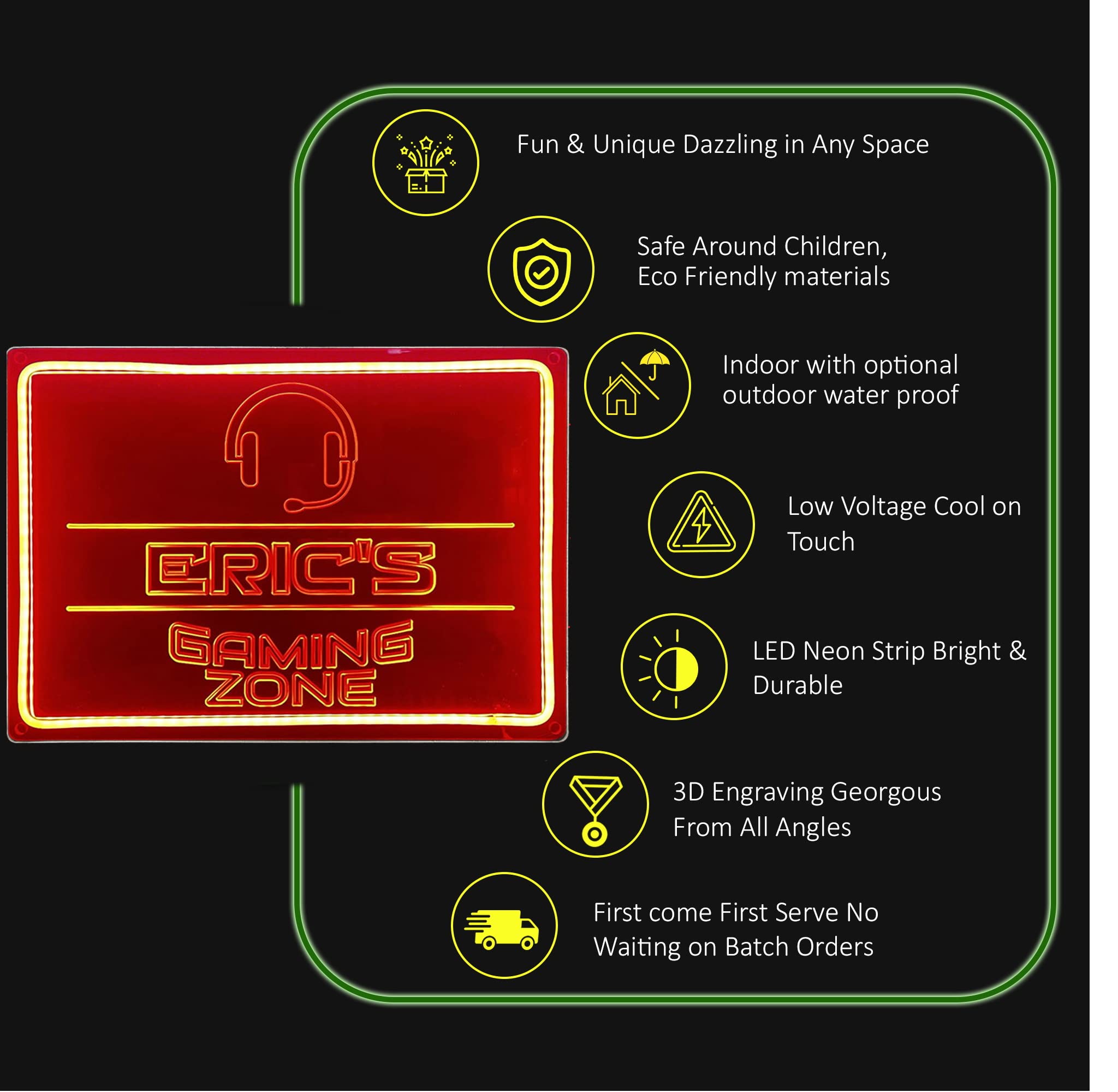 Custom LED Neon Gaming Sign - Personalized 16