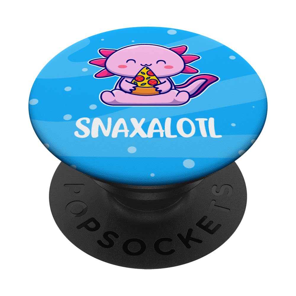 Cute Axolotl Eating Pizza Snack PopSockets - Adhesive Phone Grip & Stand for iPhone, Samsung, Smartphones | Perfect for Gaming, Selfies, and Everyday Use