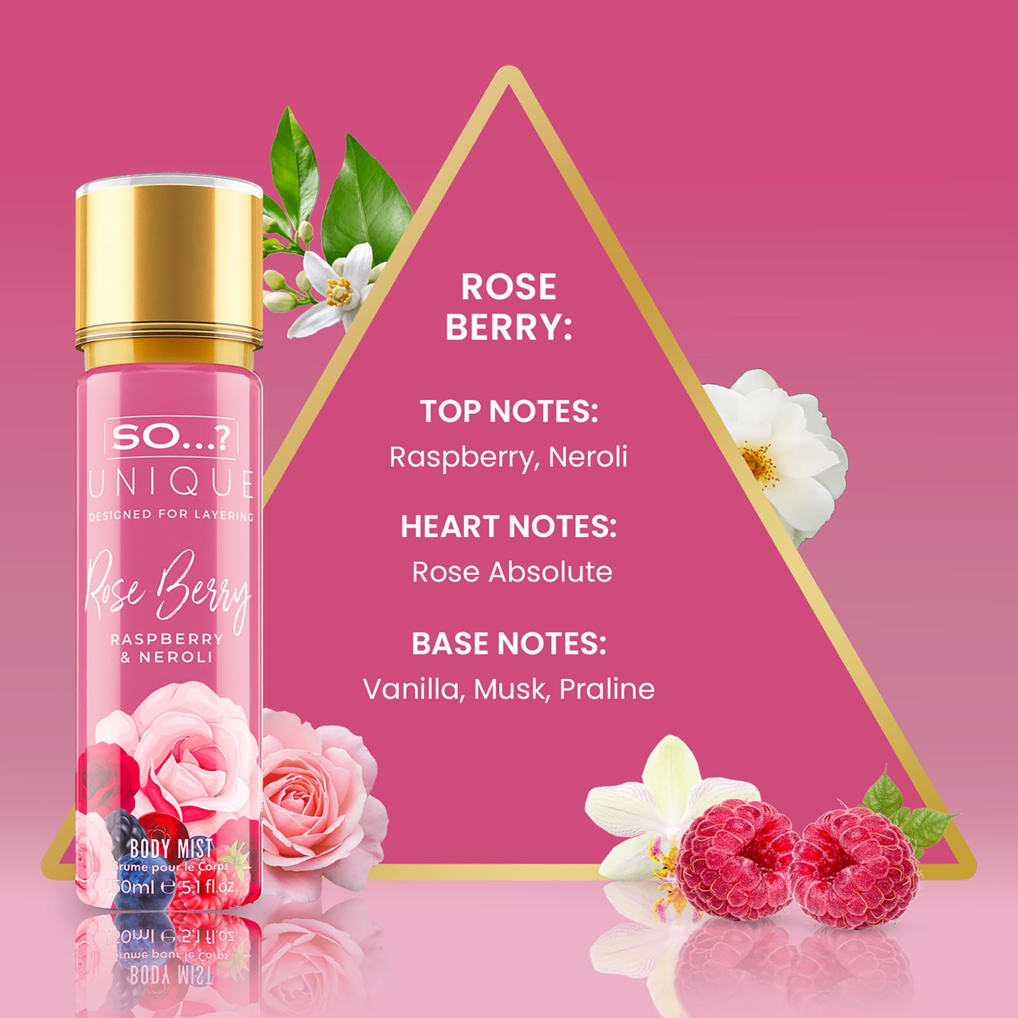 So...? Unique Rose Berry Body Mist for Women - Floral Fruity Vegan Perfume with Rose, Vanilla & Musk Notes - 5.1 oz Body Spray - Perfect for Daily Wear, Date Nights & Special Occasions