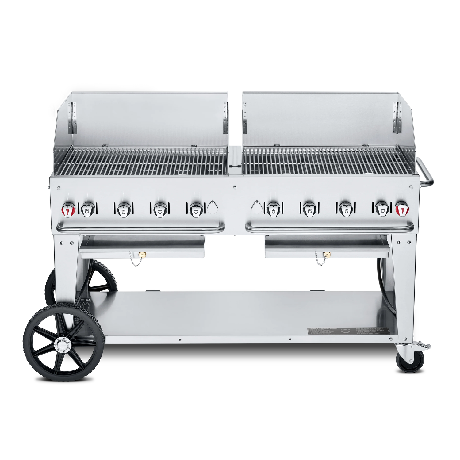 Crown Verity MCB 60WGP LP 60-Inch Mobile Outdoor BBQ Grill & Charbroiler with Wind Guards - Propane Gas Commercial Grade for Backyard, Tailgating, and Catering Events