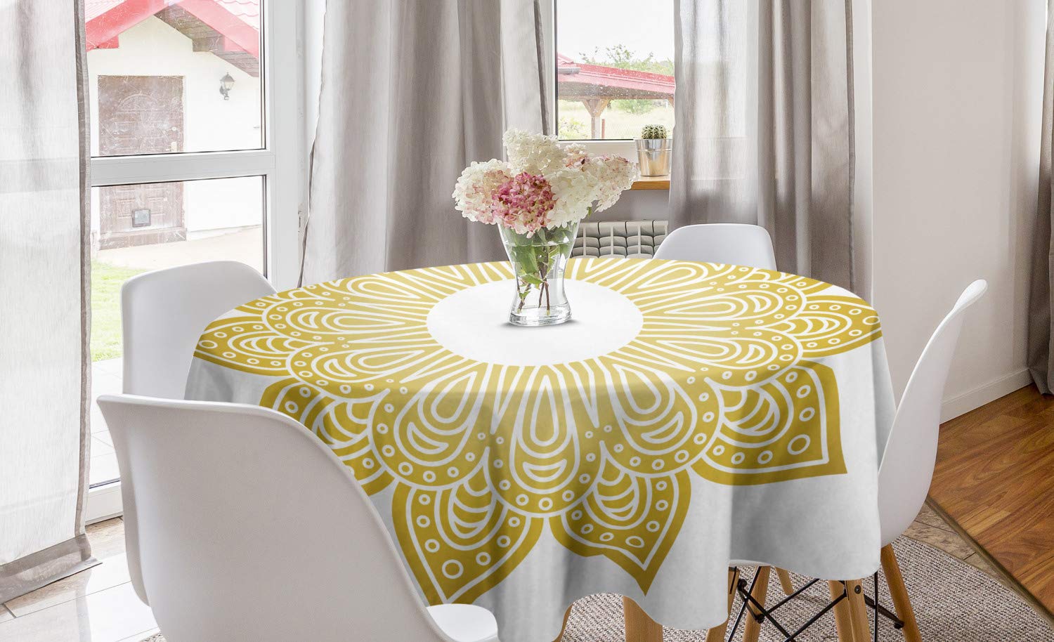 Ambesonne Bohemian Mandala Round Tablecloth 60