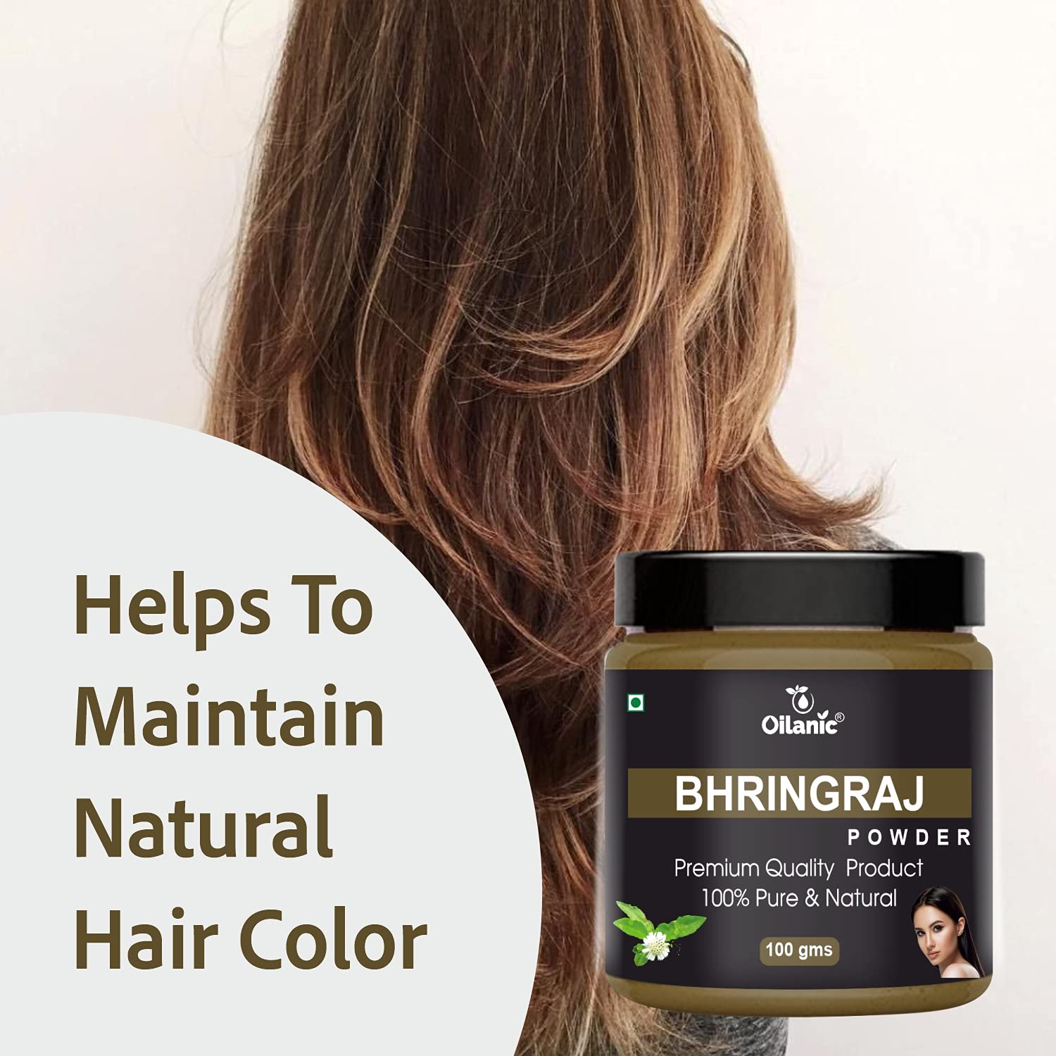 Oilanic 100% Pure Natural Bhringraj Powder for Hair Growth & Skin Care - 2 Pack (200g Each) | Ayurvedic Herbal Treatment for Dandruff, Hair Fall & Glowing Skin