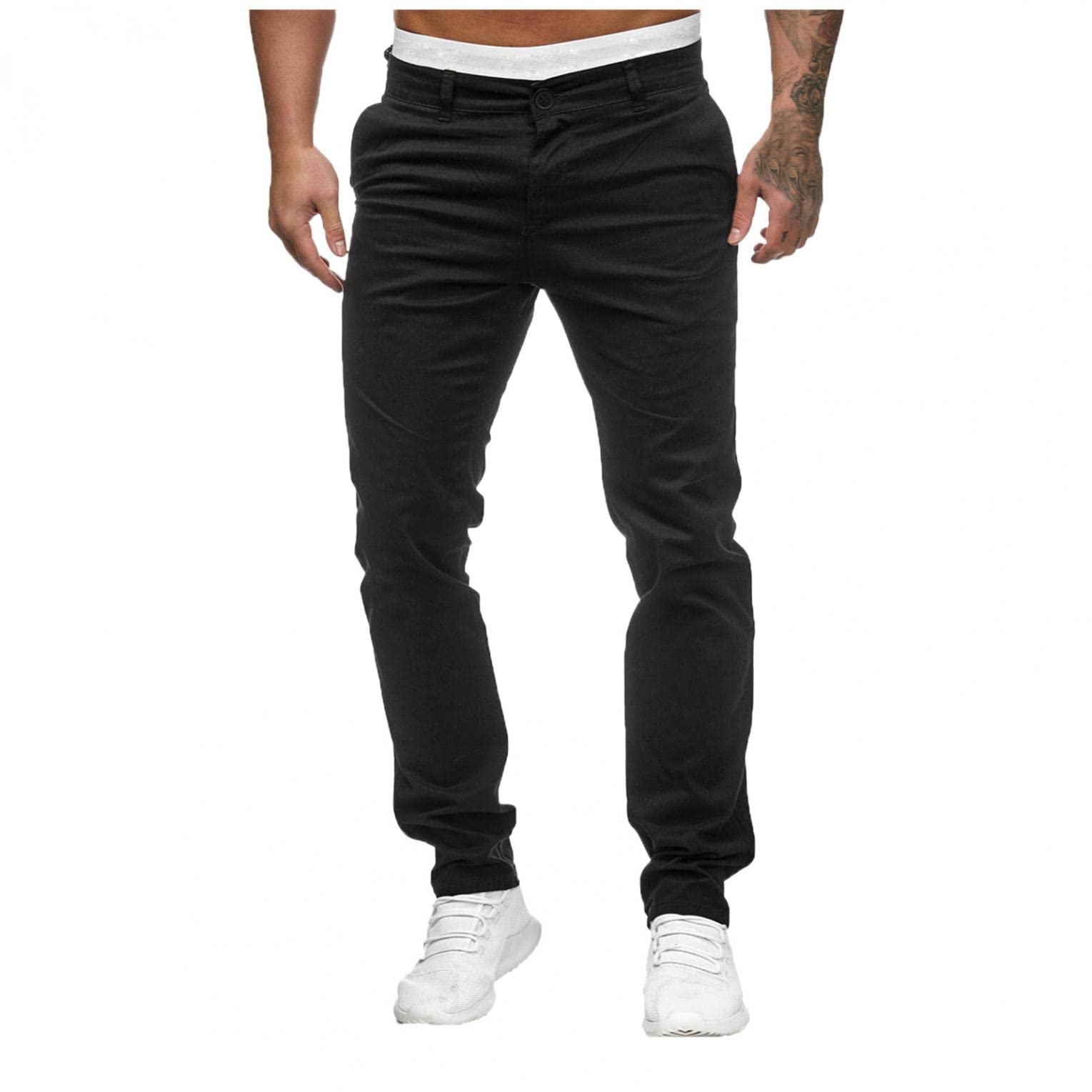 KPYTLBV Men's Relaxed Fit Washed Twill Casual Pants - Athletic Joggers Trousers with Wrinkle-Resistant Flat-Front Chino Design | Perfect for Work, Travel & Everyday Comfort