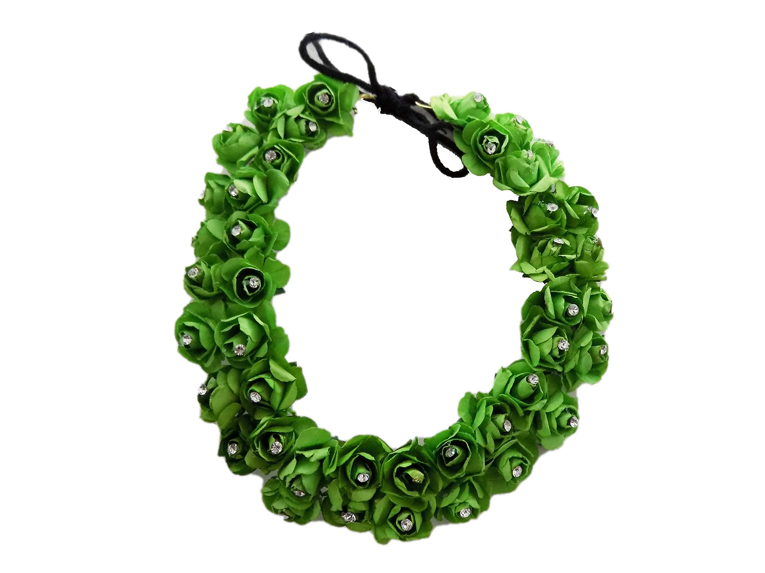 Confidence Gajra Hair Flowers for Women - Green Floral Hair Accessories for Weddings, Parties & Festivals