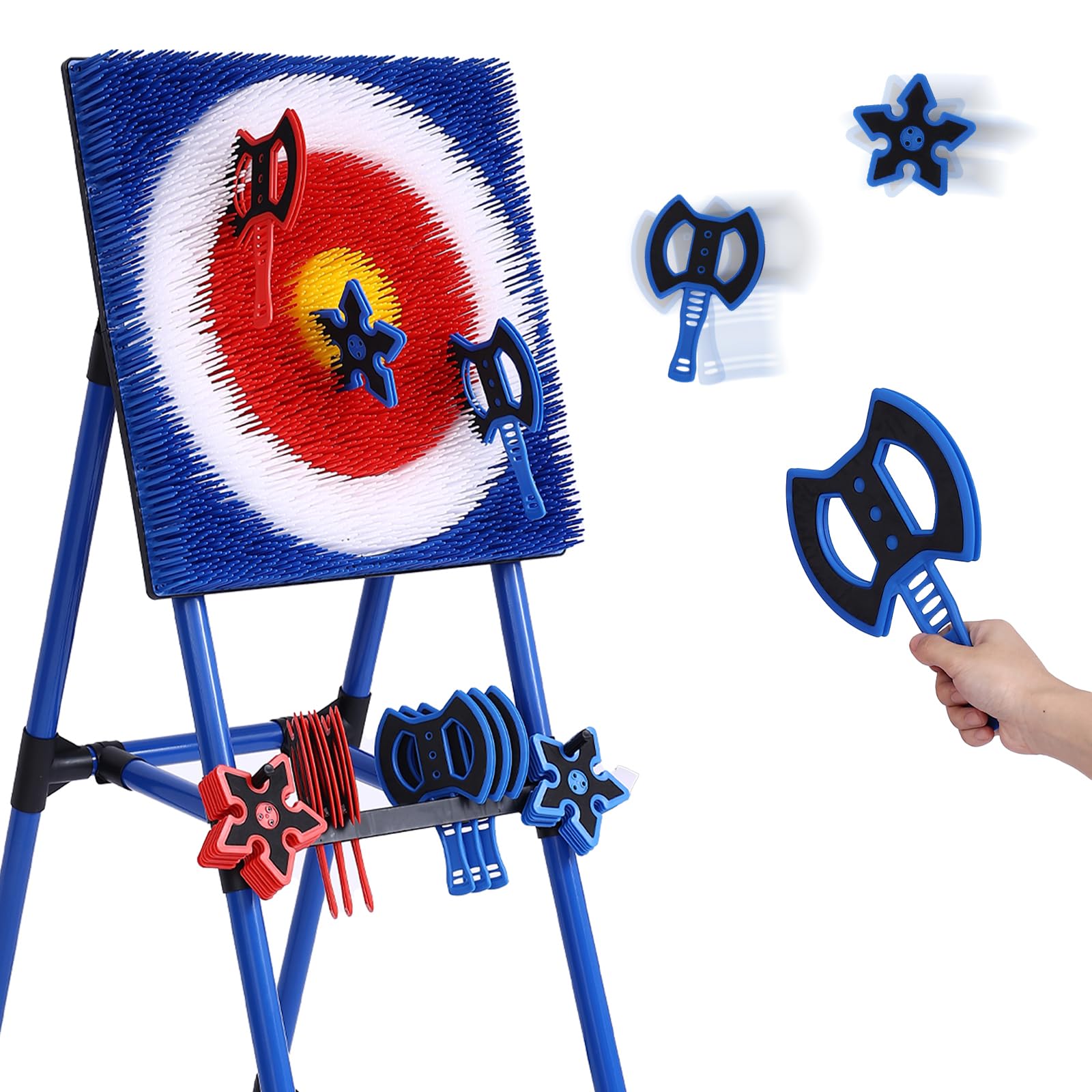 Premium 8-Piece Axe Throwing Set with Foldable Target - Outdoor Backyard Game for Adults & Kids - Perfect for Camping, Parties, and Carnival Events