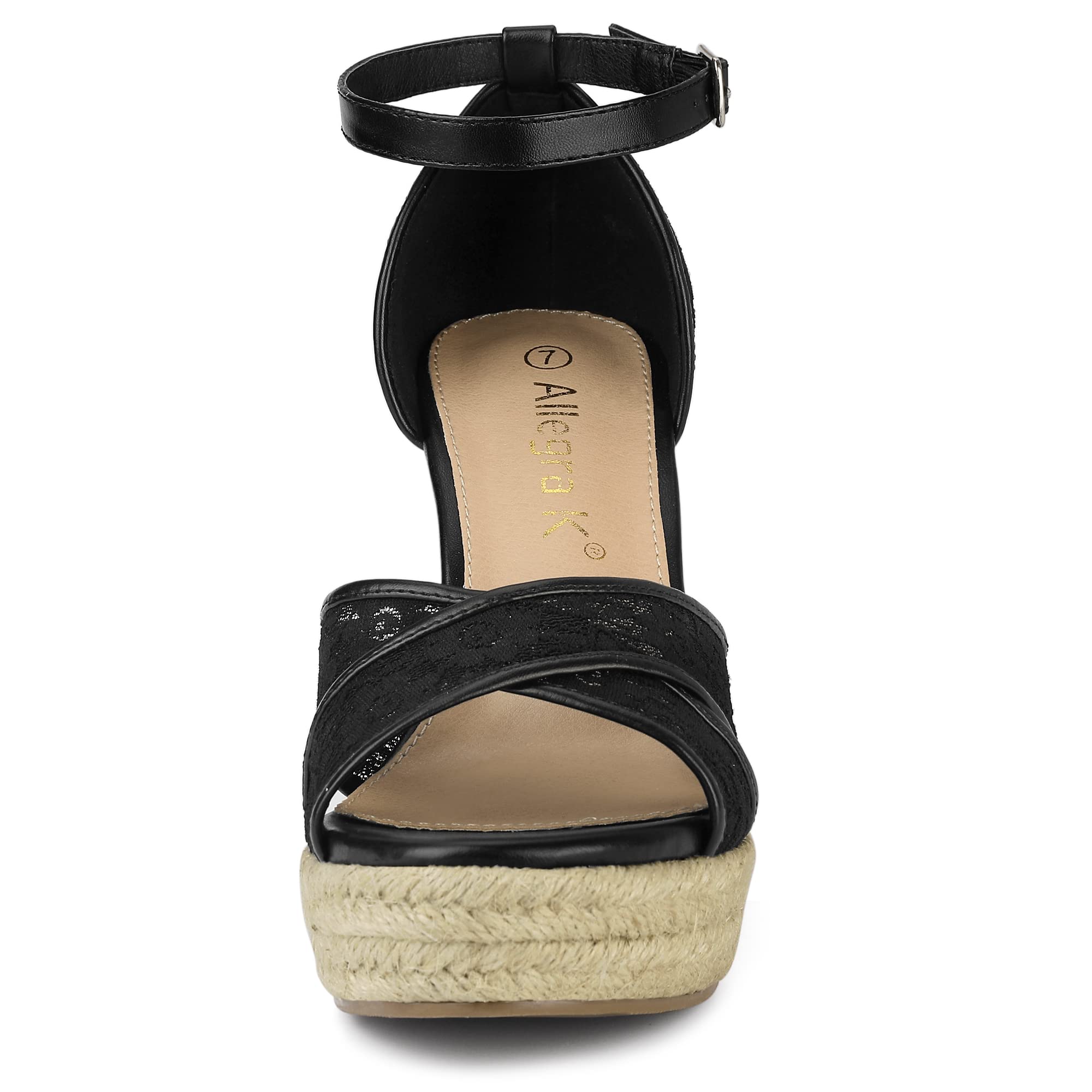 Allegra K Women's Espadrille Wedge Sandals with Lace Design - Comfortable Summer Casual Shoes for Beach, Wedding & Outdoor Activities