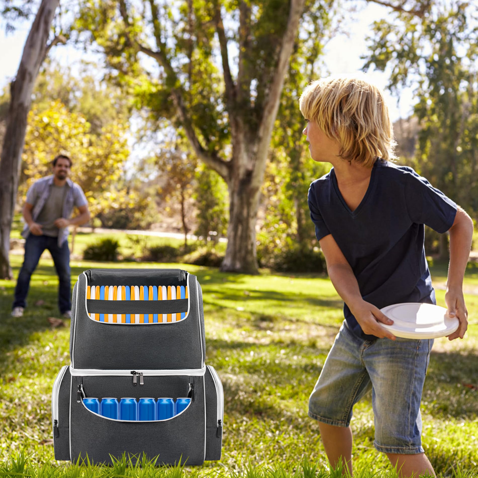Premium Disc Golf Backpack with Built-in Cooler & Fence Hooks - Holds 18 Discs & 12 Cans - Multi-Pocket Storage for Ultimate Convenience - Perfect for Tournaments, Camping & Outdoor Adventures