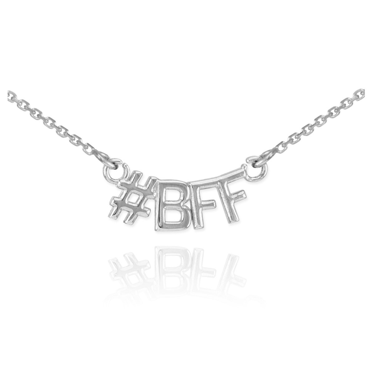 14K White Gold High Polish Hashtag BFF Pendant Necklace for Women - Elegant Friendship Jewelry Gift for Best Friends, Birthday, Anniversary & Special Occasions