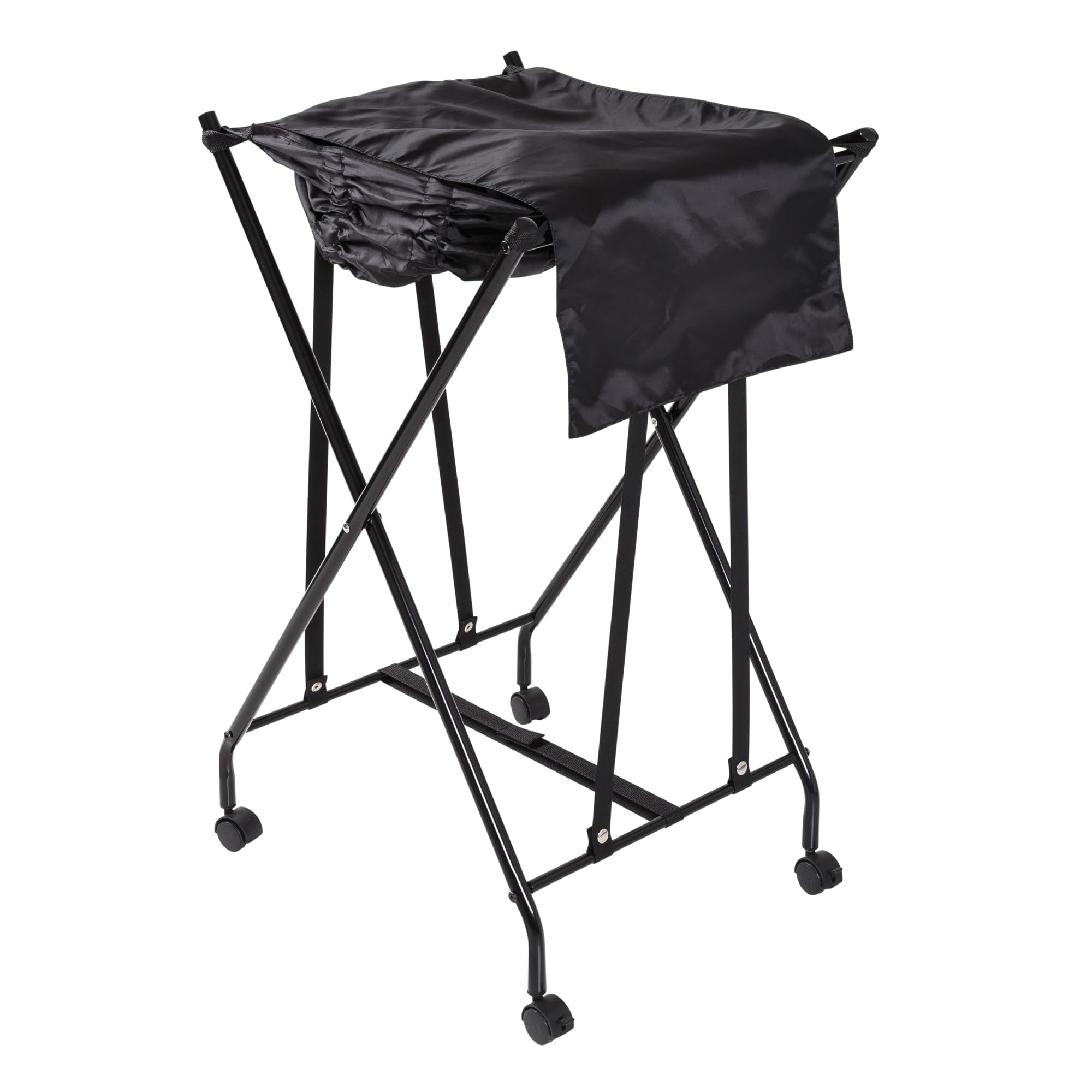 Honey-Can-Do Single Bounce Back Hamper with Wheels & Lid - No Bend Laundry Basket, 50 lbs Capacity, Black (HMP-09224) - Perfect for Bedroom, Bathroom, or Laundry Room Organization
