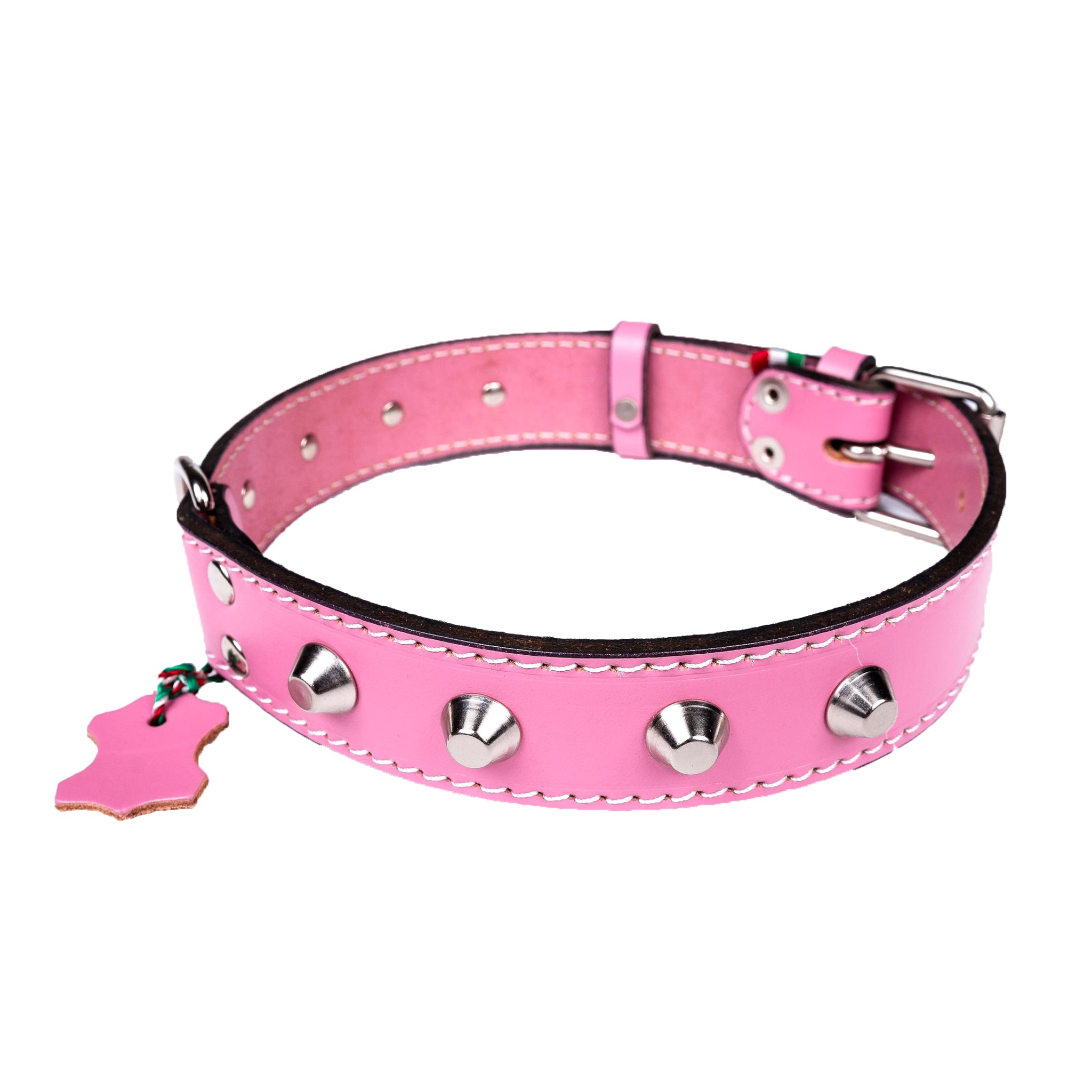 Italian Leather Studded Dog Collar - Large Size, Durable & Stylish for Medium to Large Dogs - Perfect for Training, Walking & Fashion Accessories