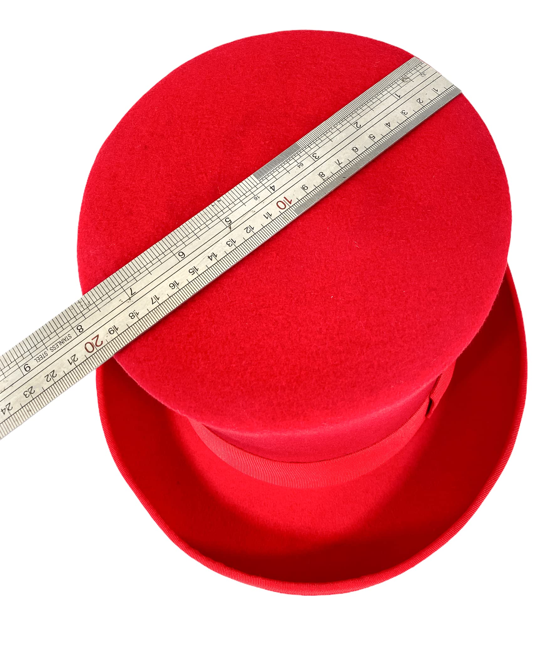 Victorian Steampunk Red Wool Felt Top Hat - 6