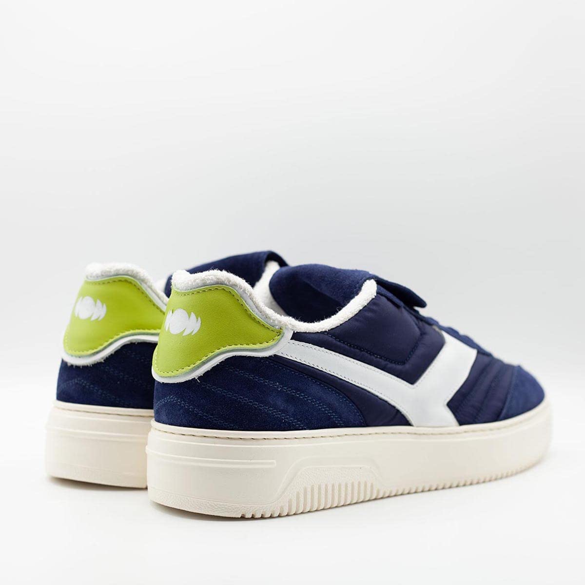 PDO 135 Classic Leather Sneakers with Thick Sole - White/Black/Royal Blue - for Casual & Streetwear