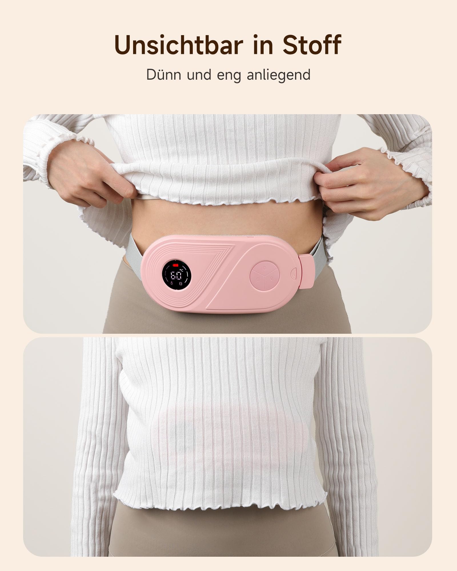 ALLJOY Electric Heating Belt for Women - 3 Heat & 3 Vibration Modes, Wireless Period Pain Relief, Rechargeable Menstrual Cramp Soother for Back & Abdomen - Perfect for Home, Office & Travel Use