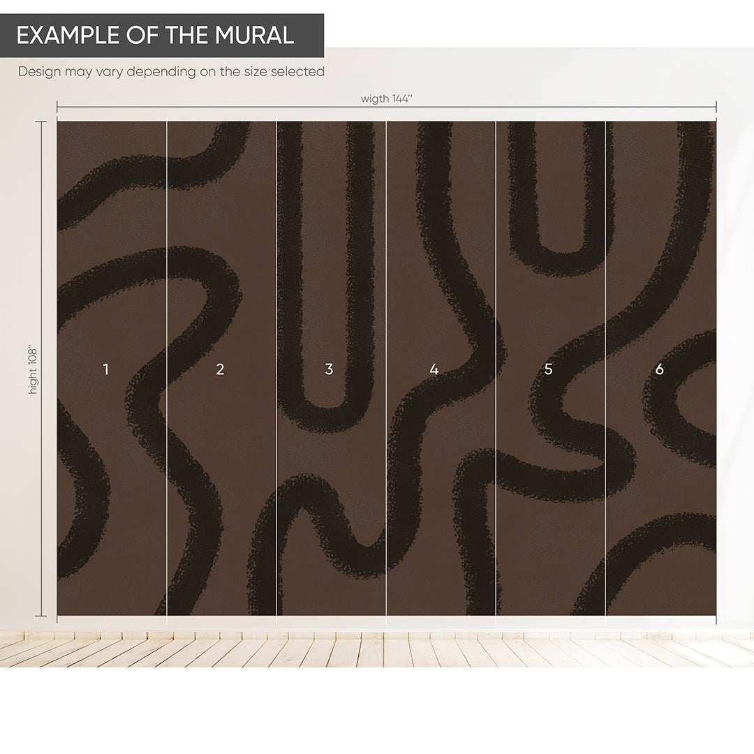 Dark Brown Lines Wall Mural AM043 - Modern Geometric Peel and Stick Wallpaper for Living Room, Bedroom & Office Decor