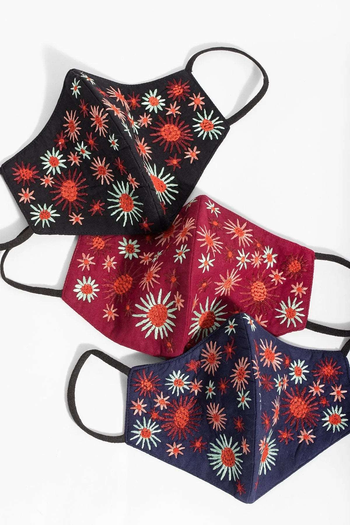 Floral Embroidered Face Mask - Reusable Cloth Mask with Adjustable Ear Loops for Women - Perfect for Daily Wear, Shopping & Outdoor Activities