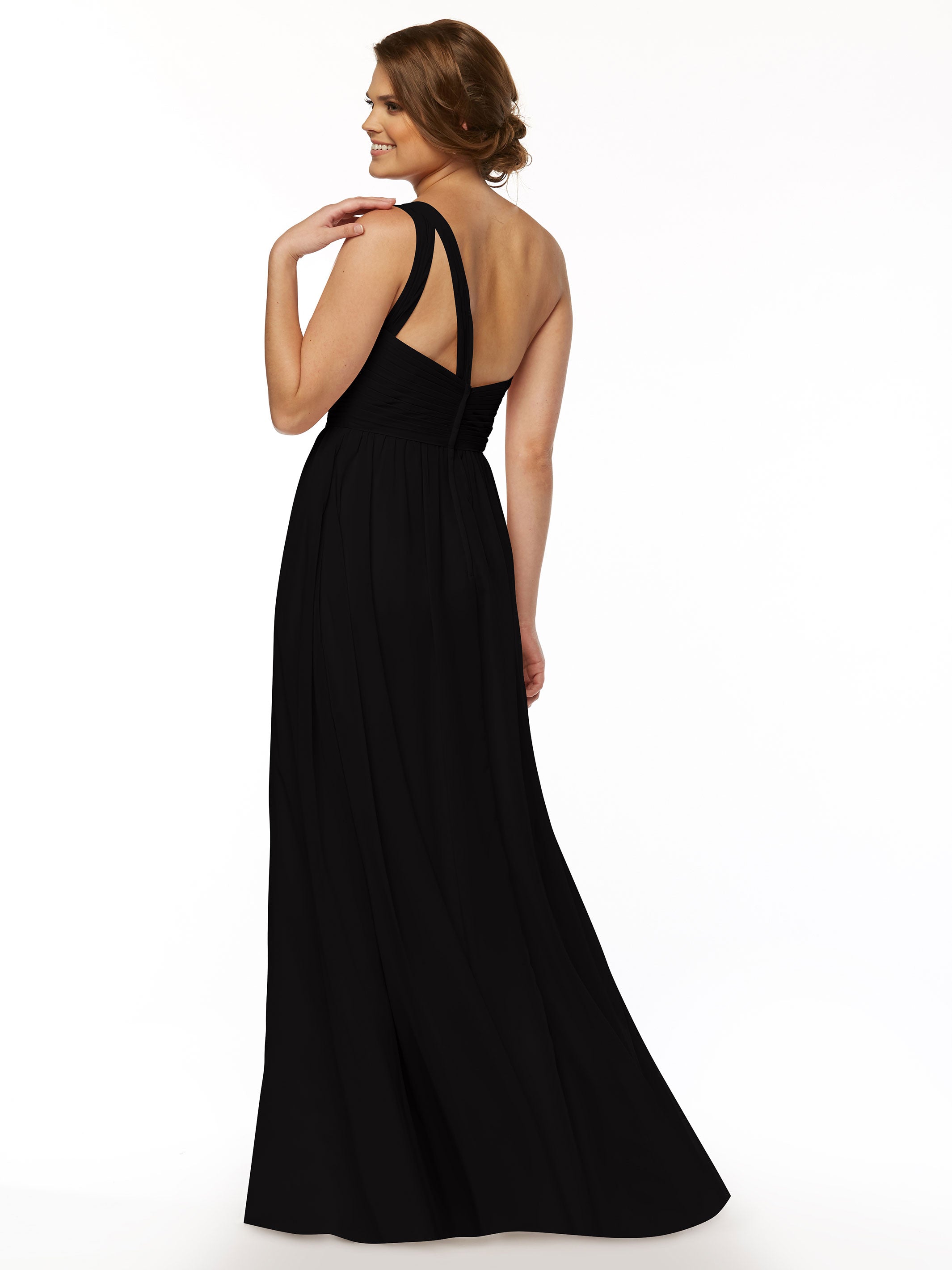 Elegant One Shoulder A-Line Chiffon Bridesmaid Dress with Ruching - Perfect for Weddings, Formal Events & Special Occasions (Style #80047)