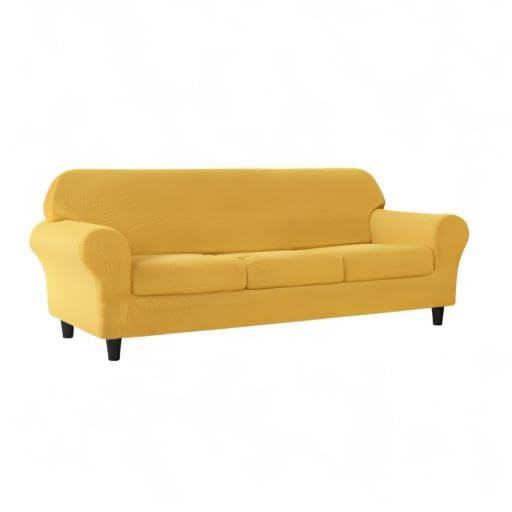 Stretch Sofa Slipcover - Soft Jacquard Washable Couch Cover for 3-Cushion Sofa | Furniture Protector for Pets & Kids (Large) | Perfect for Living Room, Family Room & Pet-Friendly Homes