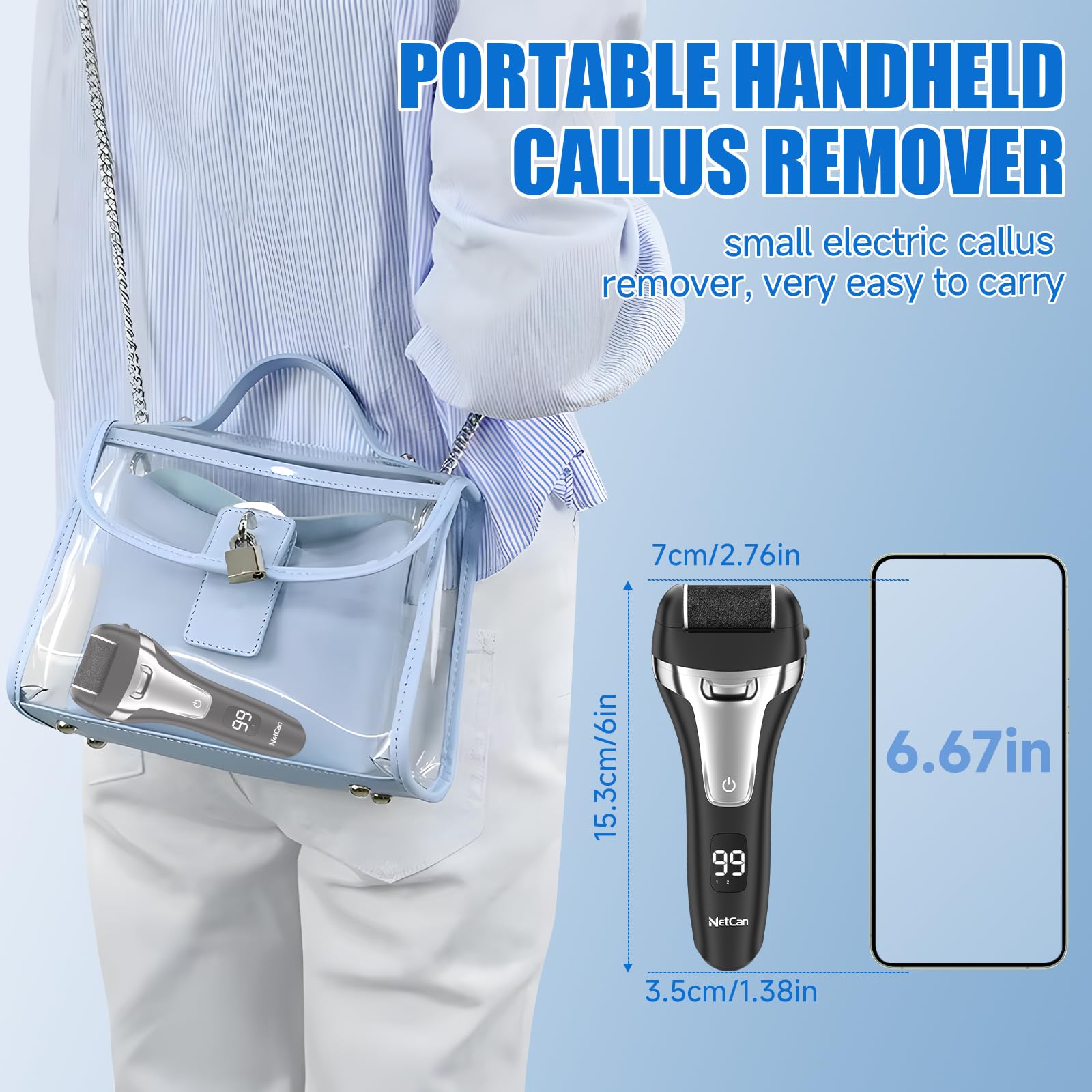 Professional Electric Callus Remover for Feet - Rechargeable Waterproof Pedicure Tool Kit with Foot File & Dead Skin Scrubber | Perfect for Home Spa, Pedicures & Dry Cracked Heel Care