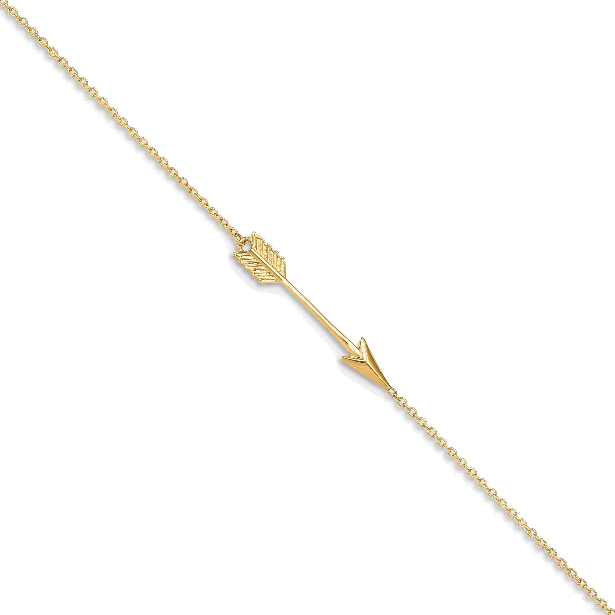 14K Yellow Gold Polished Arrow Anklet with 1in Extension - Elegant Adjustable Ankle Bracelet for Women, Perfect for Weddings, Beach Vacations and Boho Fashion