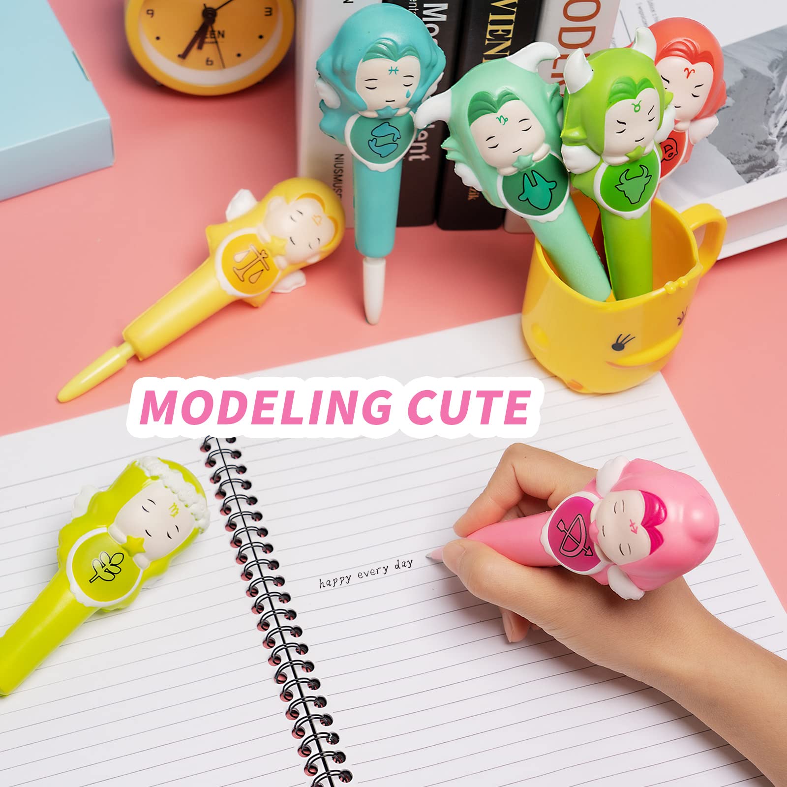LemoHome Cute Squishy Gel Ink Animal Pens - Kawaii Stationery Set for Students & Kids - Stress Relief Sponge Pens with Replacement Refills (Black) - Perfect for School, Office & Gift Giving