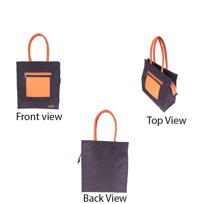 FOONTY Eco-Friendly Jute Lunch Bag for Men & Women - Reusable Patch Pocket Style Lunch Tote for Work, School & Picnics