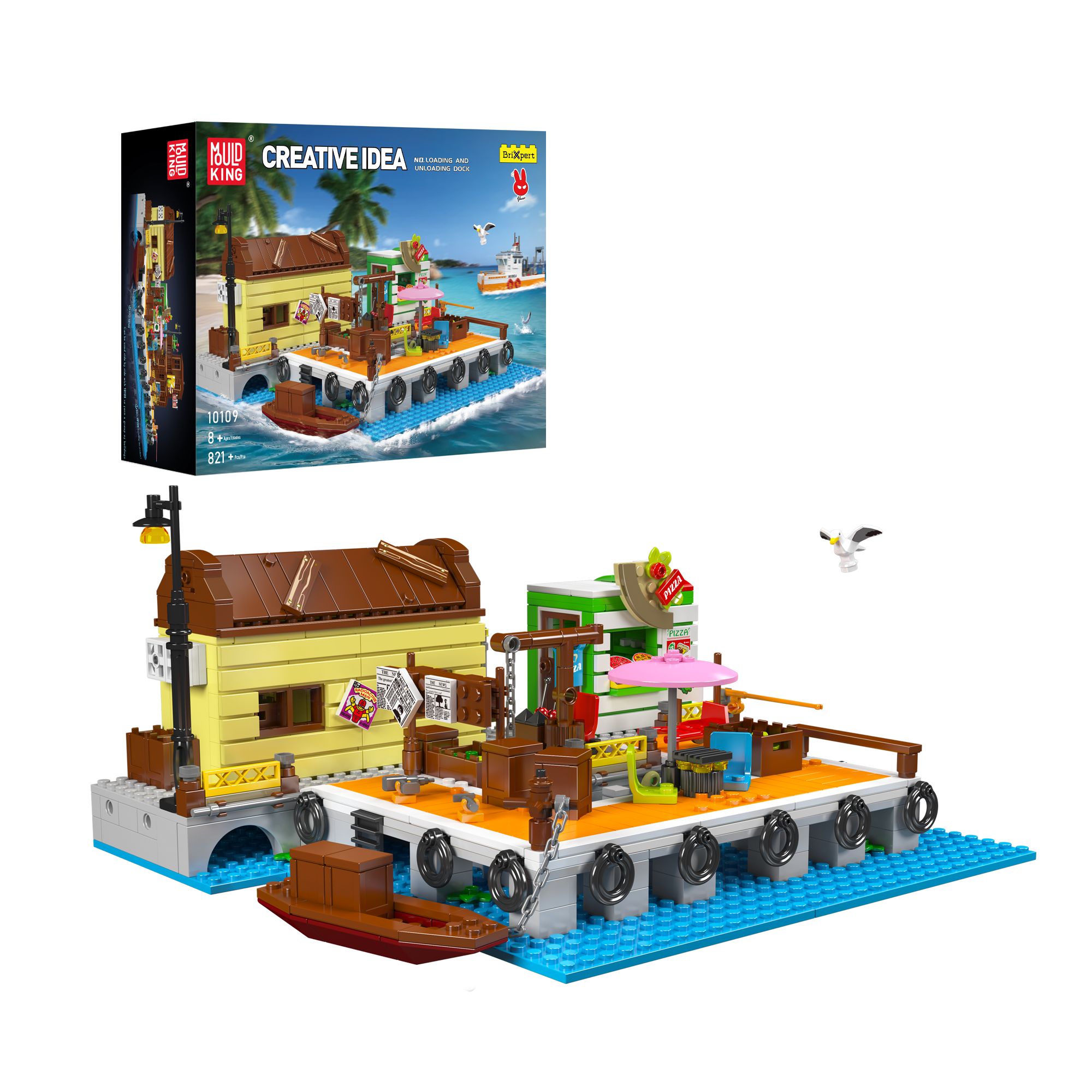Mould King 10109 Dockside Loading and Unloading Building Block Set - 821 PCS Construction Toy for Kids & Adults | Perfect for Creative Play, STEM Learning, and Collectors Display