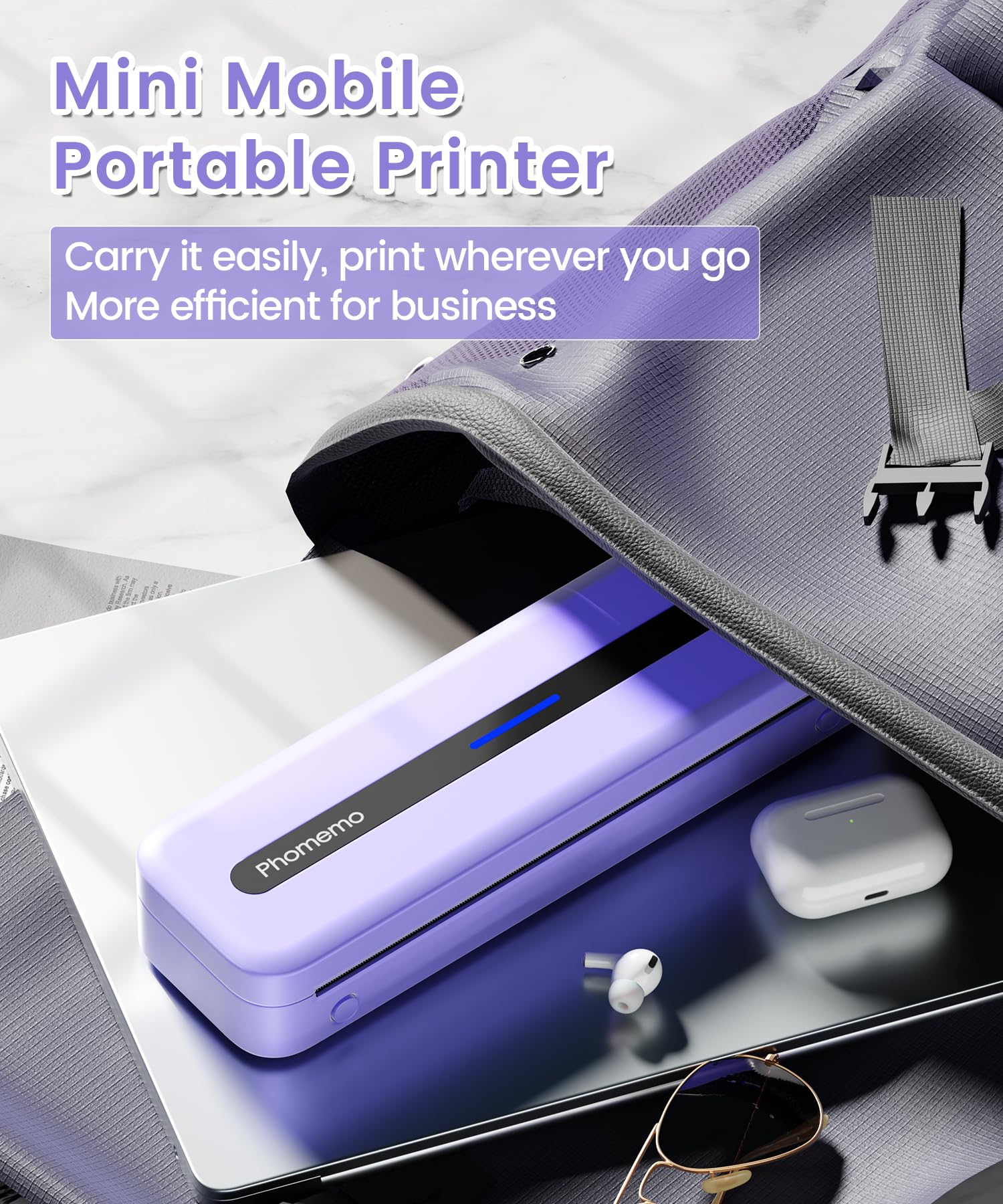 Phomemo M832 Bluetooth Thermal Portable Printer - Wireless Inkless Printer for Travel, Home, Office & School - Compatible with Smartphone & Laptop - Includes Carrying Case - Perfect for Printing Photos, Labels & Documents On-The-Go