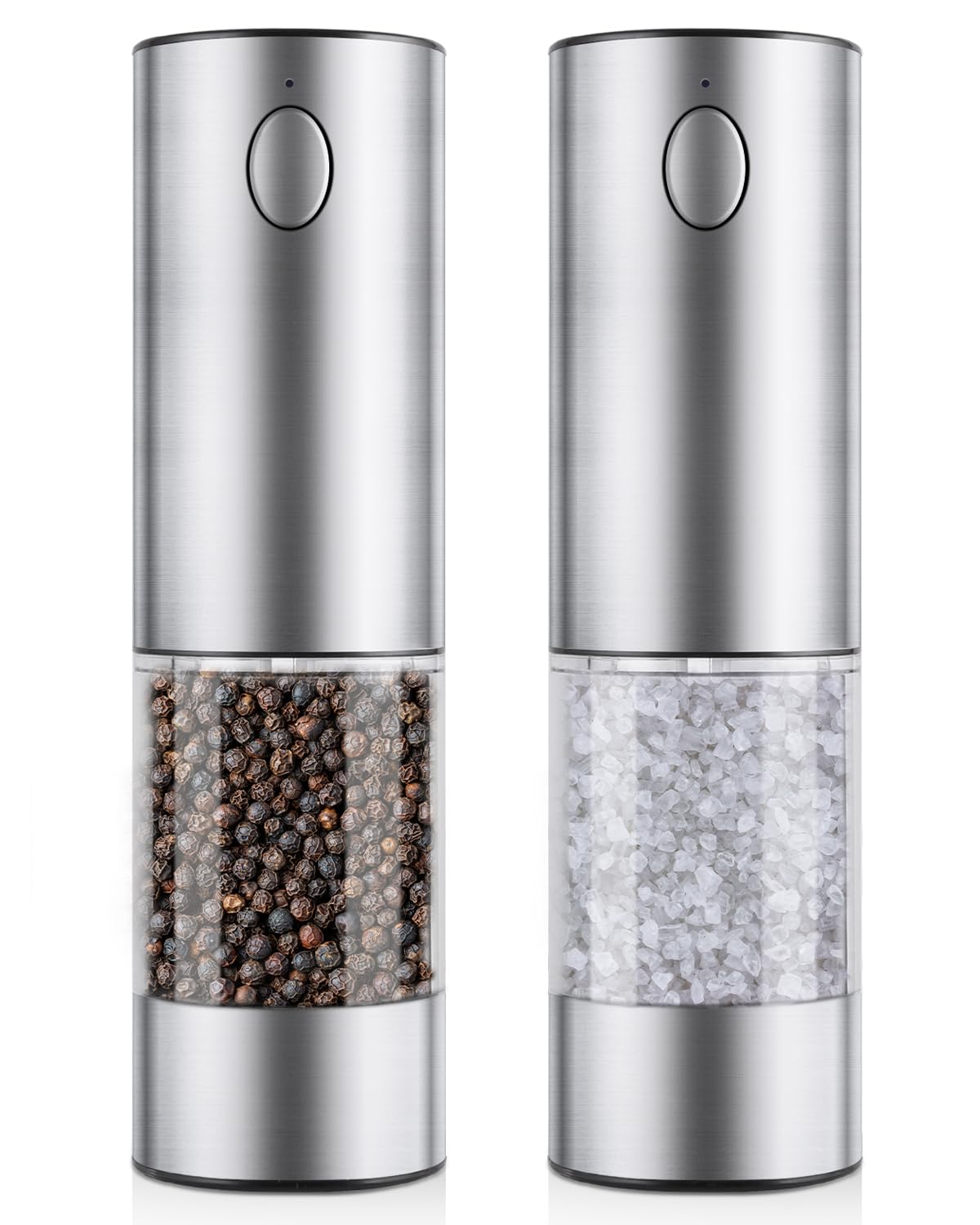 Premium Electric Salt and Pepper Grinder Set - Rechargeable Stainless Steel Automatic Mill with 6 Adjustable Coarseness & LED Light - Perfect for Kitchen, Dining & Housewarming Gifts (2-Pack) - Ideal for Cooking, Entertaining & New Home Essentials