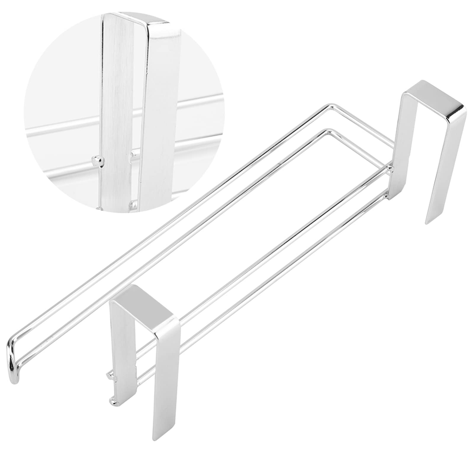 Jerliflyer No-Drill Stainless Steel Wall Mounted Bathroom Towel Rack - Double Towel Holder & Roller Bar for Bath, Kitchen, and Laundry Room Organization