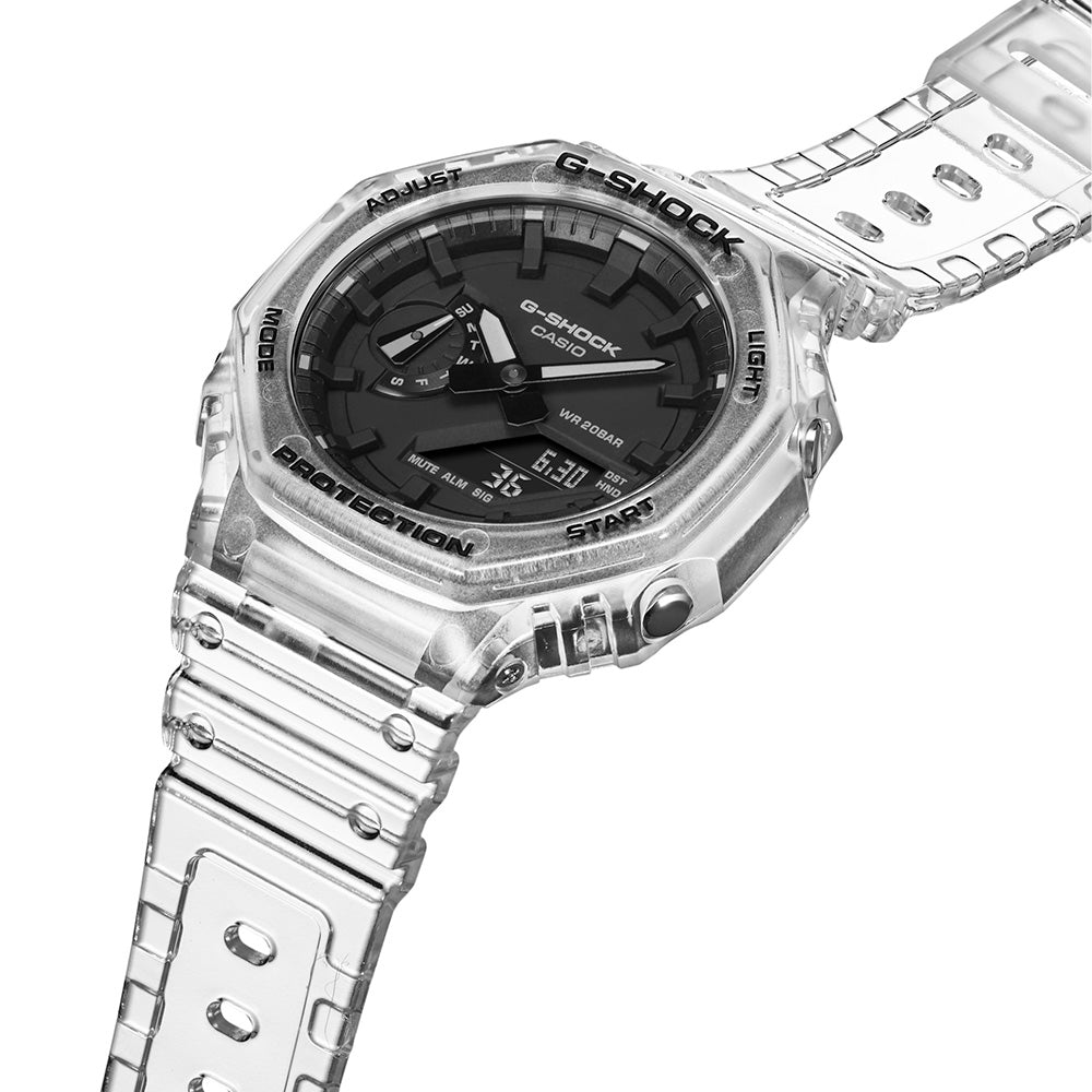 G Shock GA2100SKE 7A 'CasiOak' Transparent Series Watch - Shock Resistant Digital Analog Sport Watch for Men - Perfect for Outdoor Activities, Running & Extreme Sports