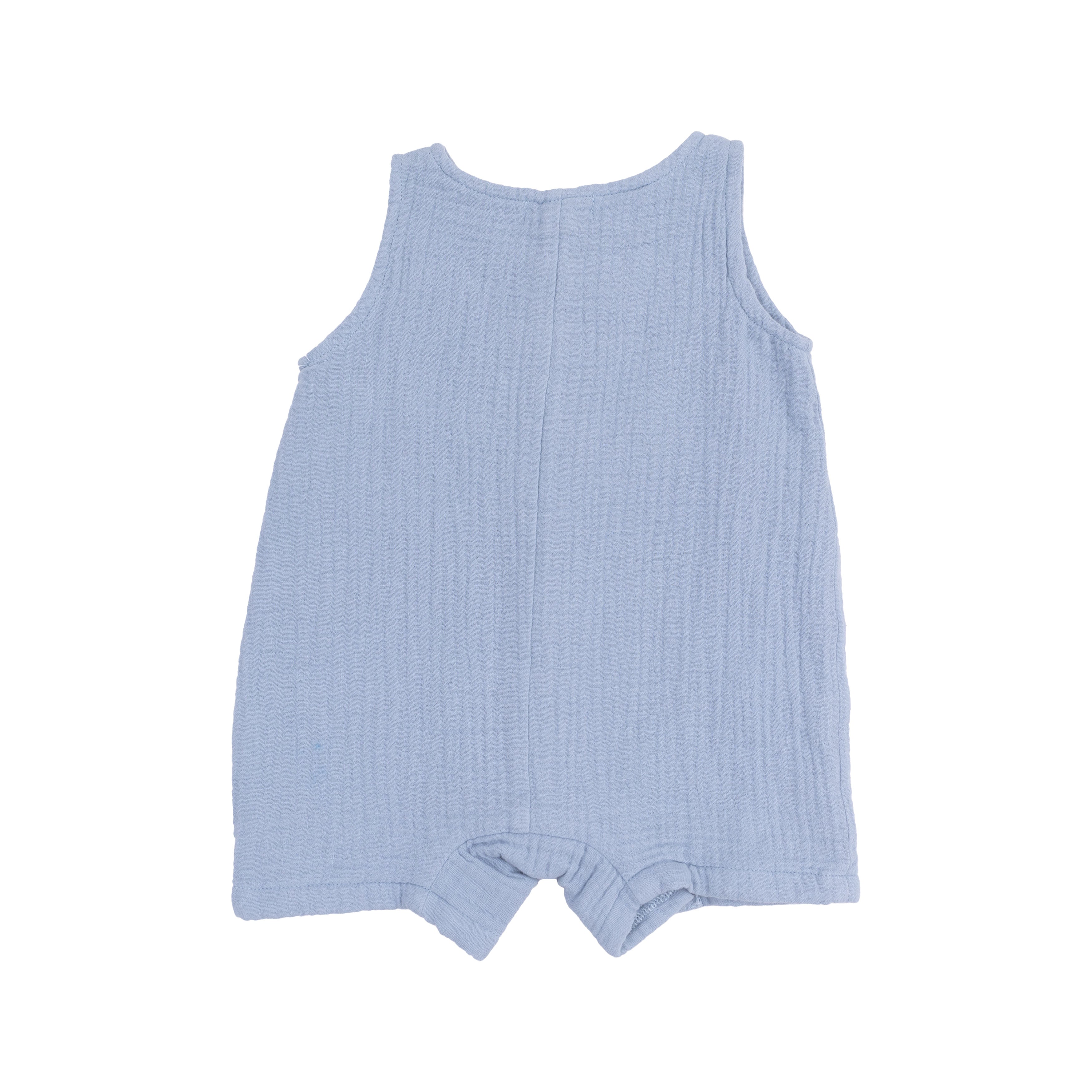 Premium Solid Muslin Dusty Blue Sleeveless Shortie Romper for Baby Girls & Boys - Soft & Breathable Summer Outfit for Playdates, Beach Trips & Photo Shoots