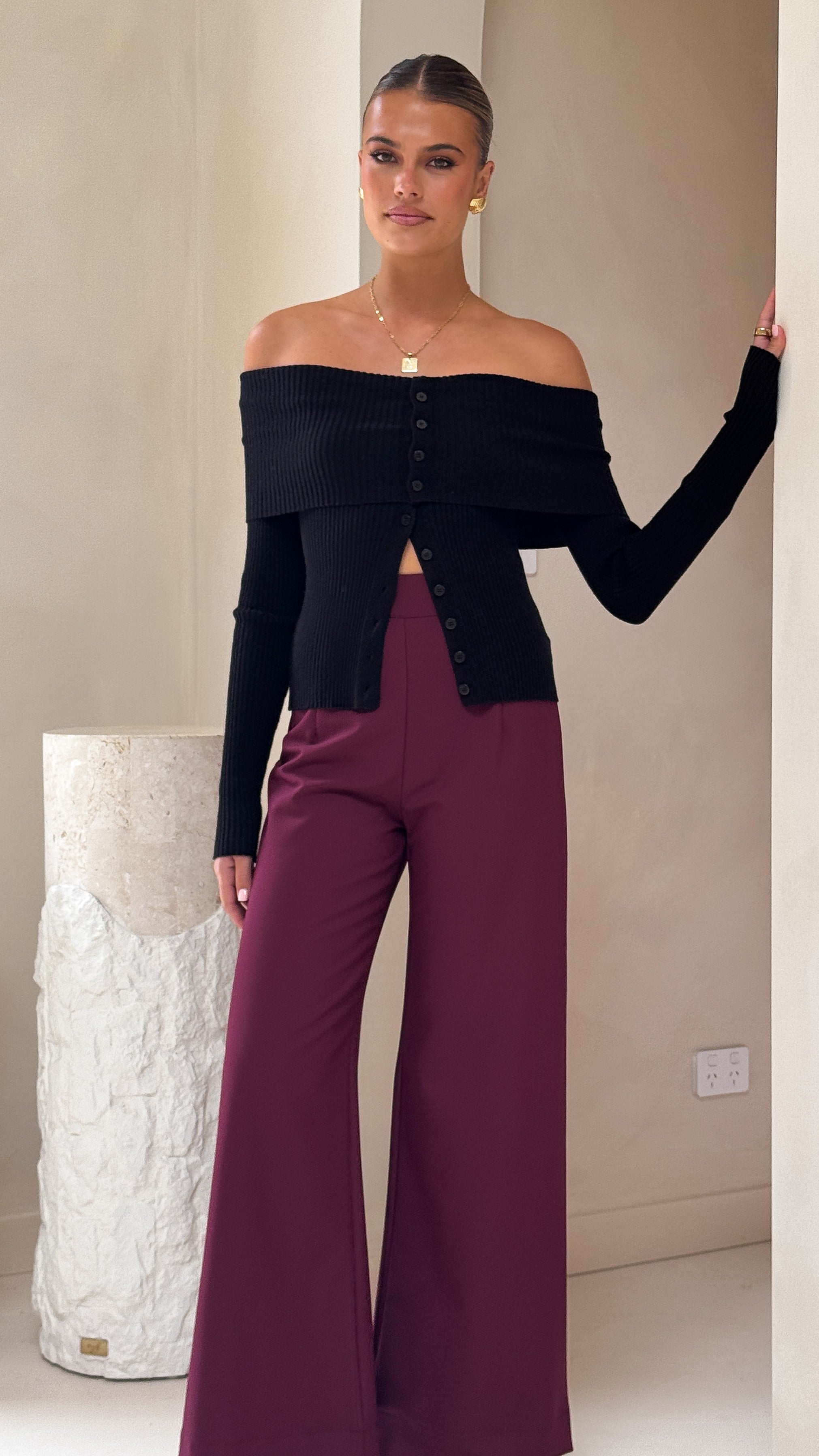 Garciela Women's Wine Red Pants - Stylish High Waist Trousers for Casual Wear & Office Outfits