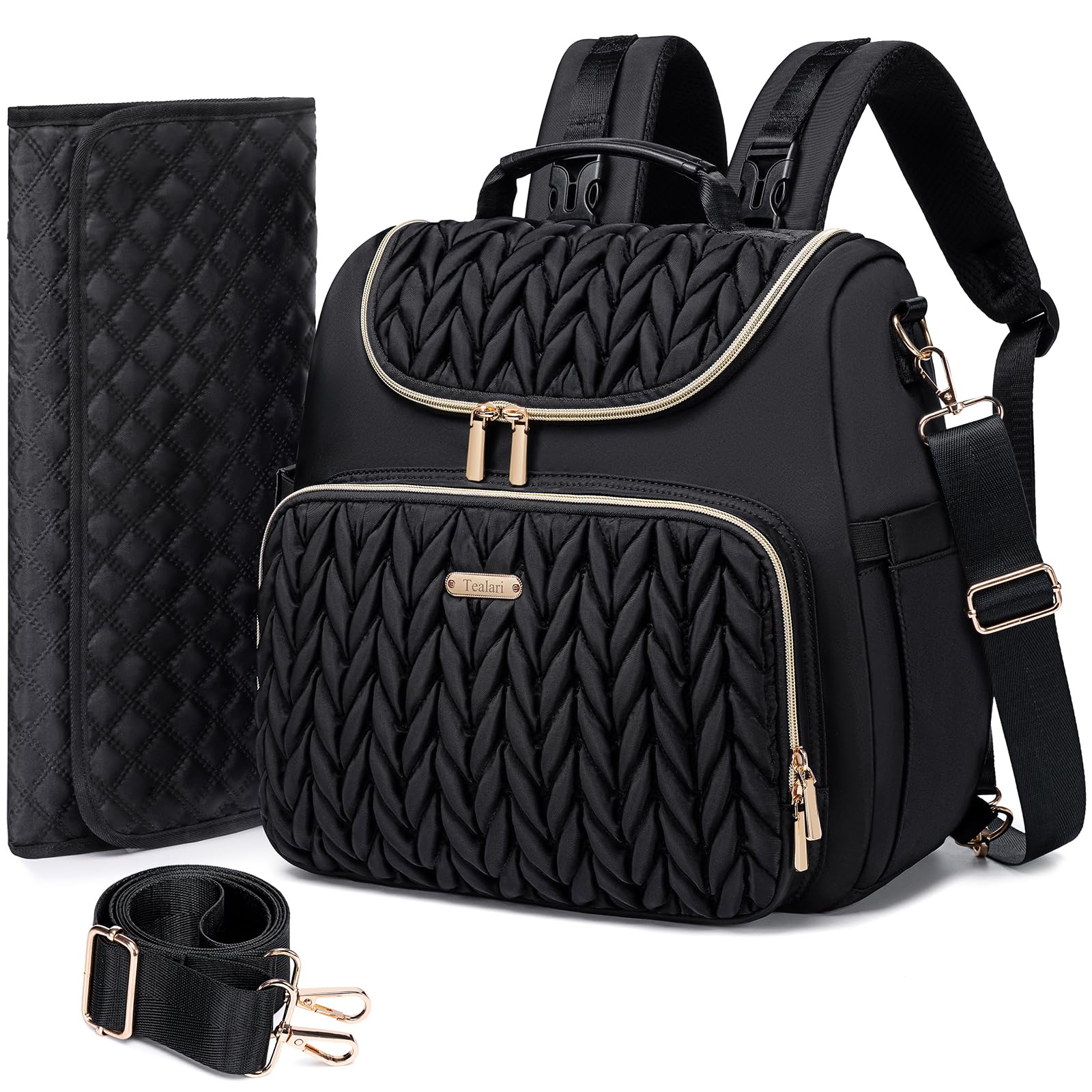 4 in 1 Convertible Diaper Bag Backpack - Waterproof Baby Diaper Bag with Changing Pad - Converts to Tote, Backpack, Stroller Bag & Crossbody - Perfect for Travel, Shopping & Daily Parenting