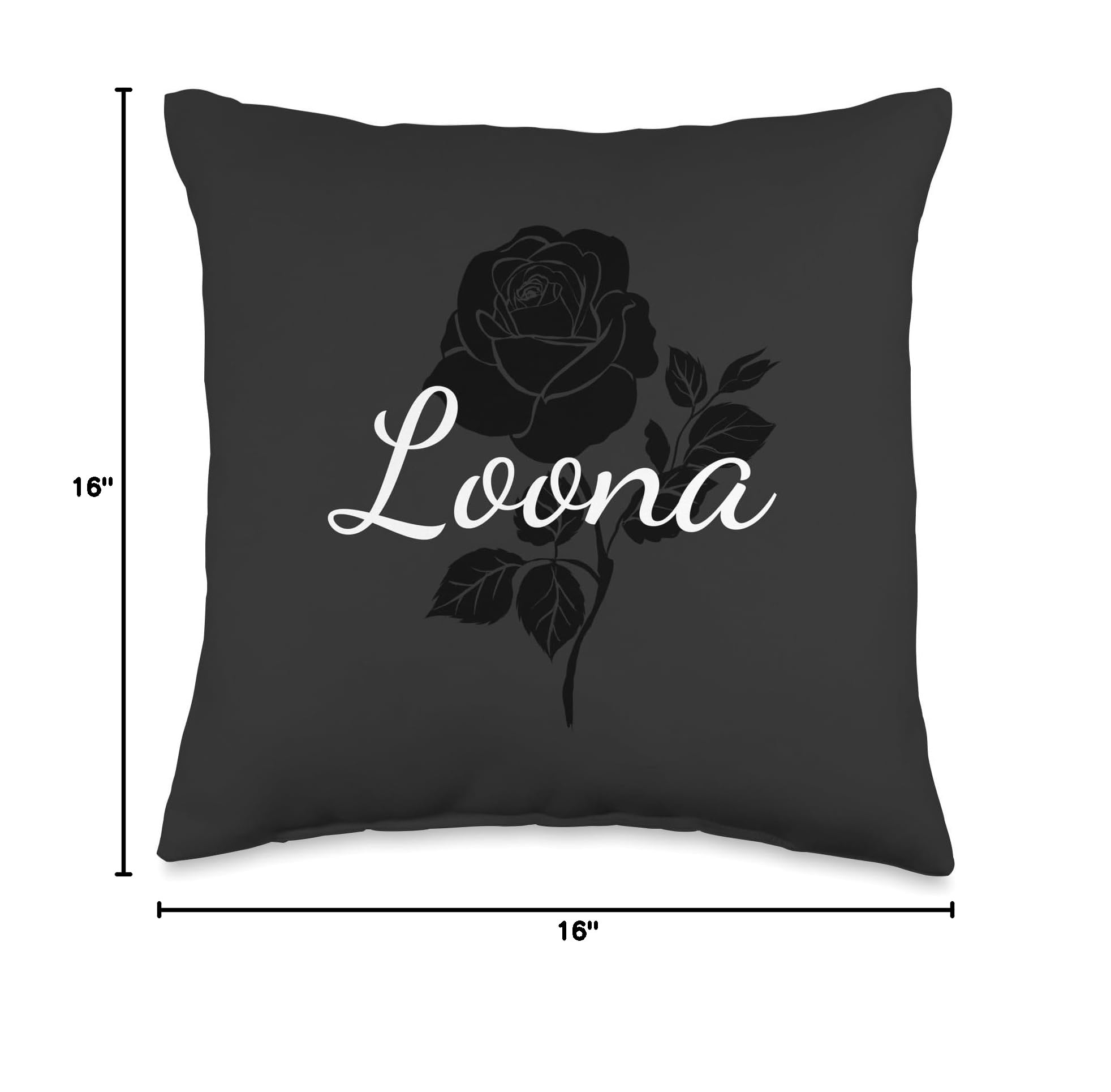 Custom Black Rose Gray Floral Personalized Throw Pillow - Home Decor, Living Room, Bedroom, Couch, Sofa Accent Pillow for Gift & Comfort