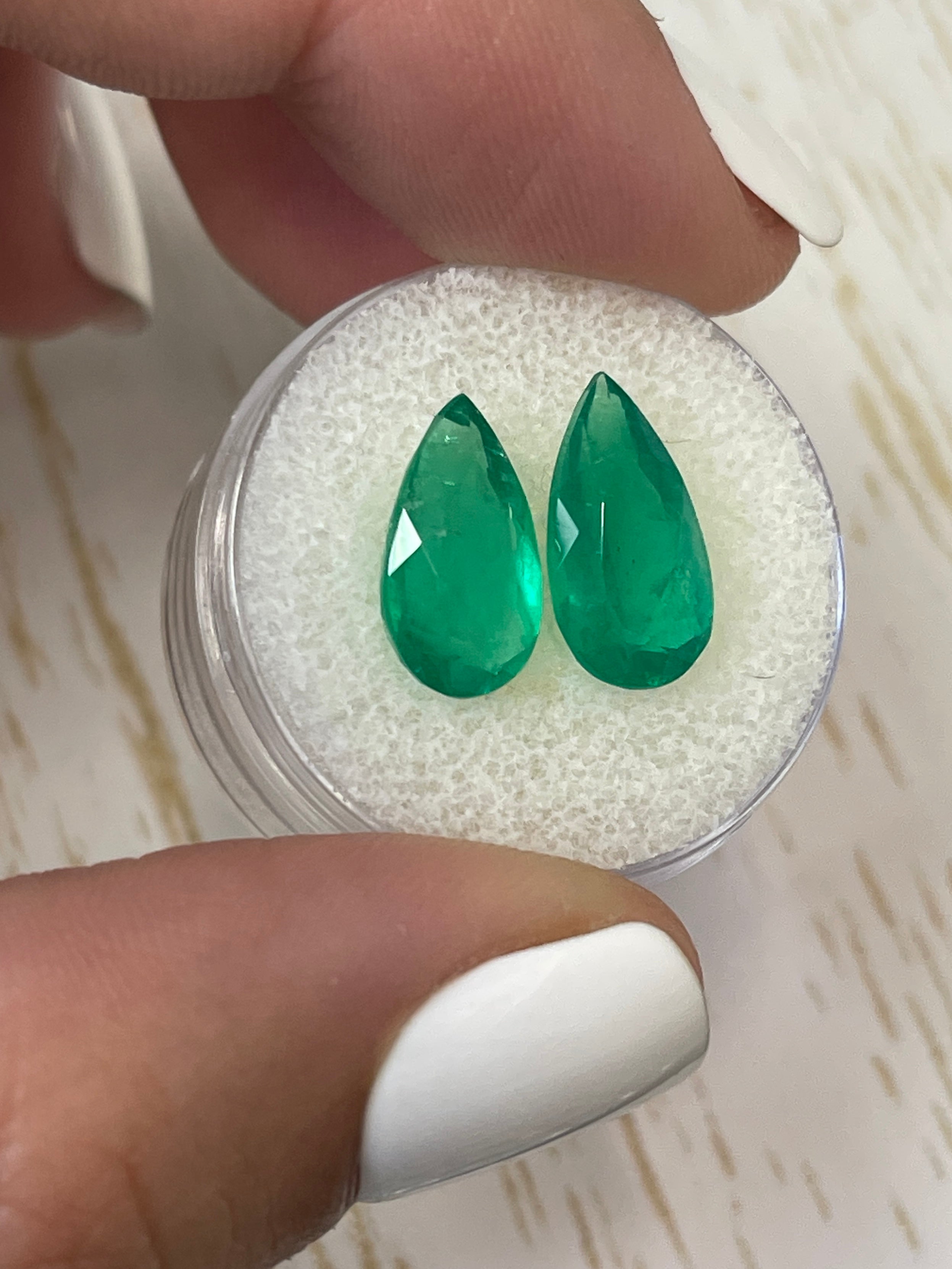 5.82tcw 14x8 Matching Loose Colombian Emeralds Pear Cut - Natural Green Gemstones for Jewelry Making, Engagement Rings & Luxury Gifts
