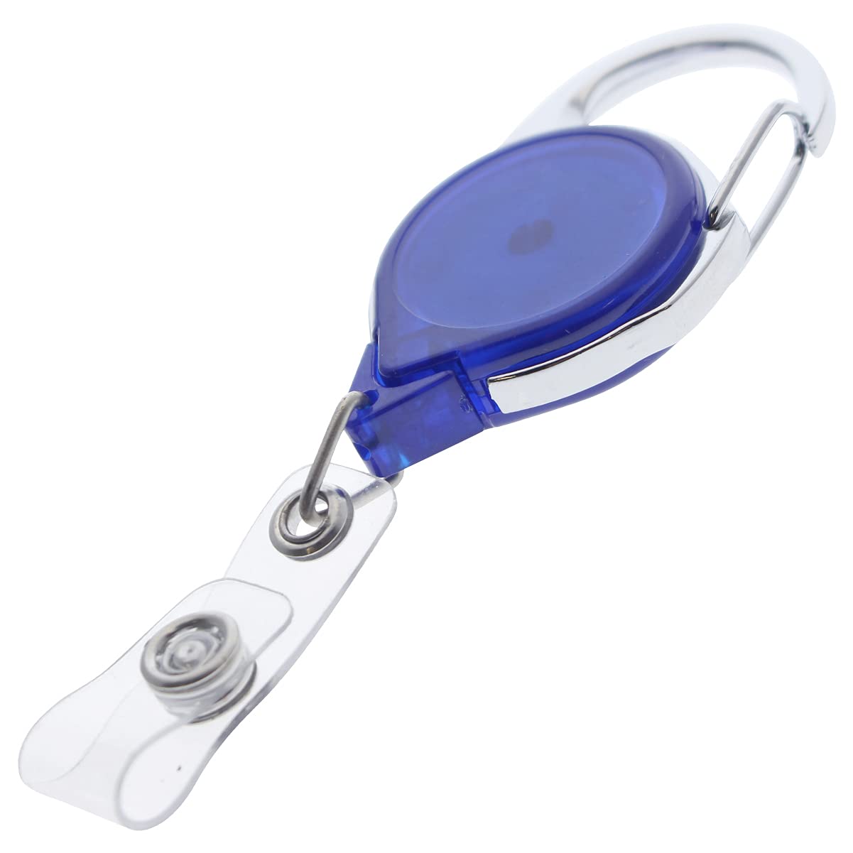 100 Pack Retractable Badge Reel with Carabiner Clip - Long Reach No Twist ID Holder for Office, Hospital & Security (Translucent Blue) - Perfect for Nurses, Teachers & Event Staff to Display ID Cards & Access Badges